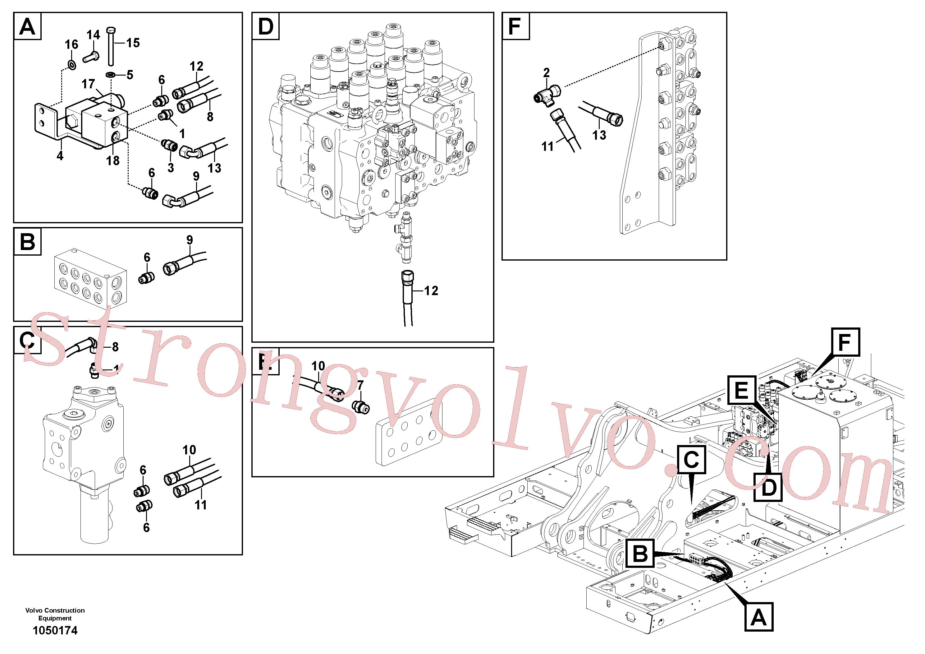 VOE937448 Volvo Sistema servomotor, válvula de comando para pedal da válvula de comando(1050174 Montagem)