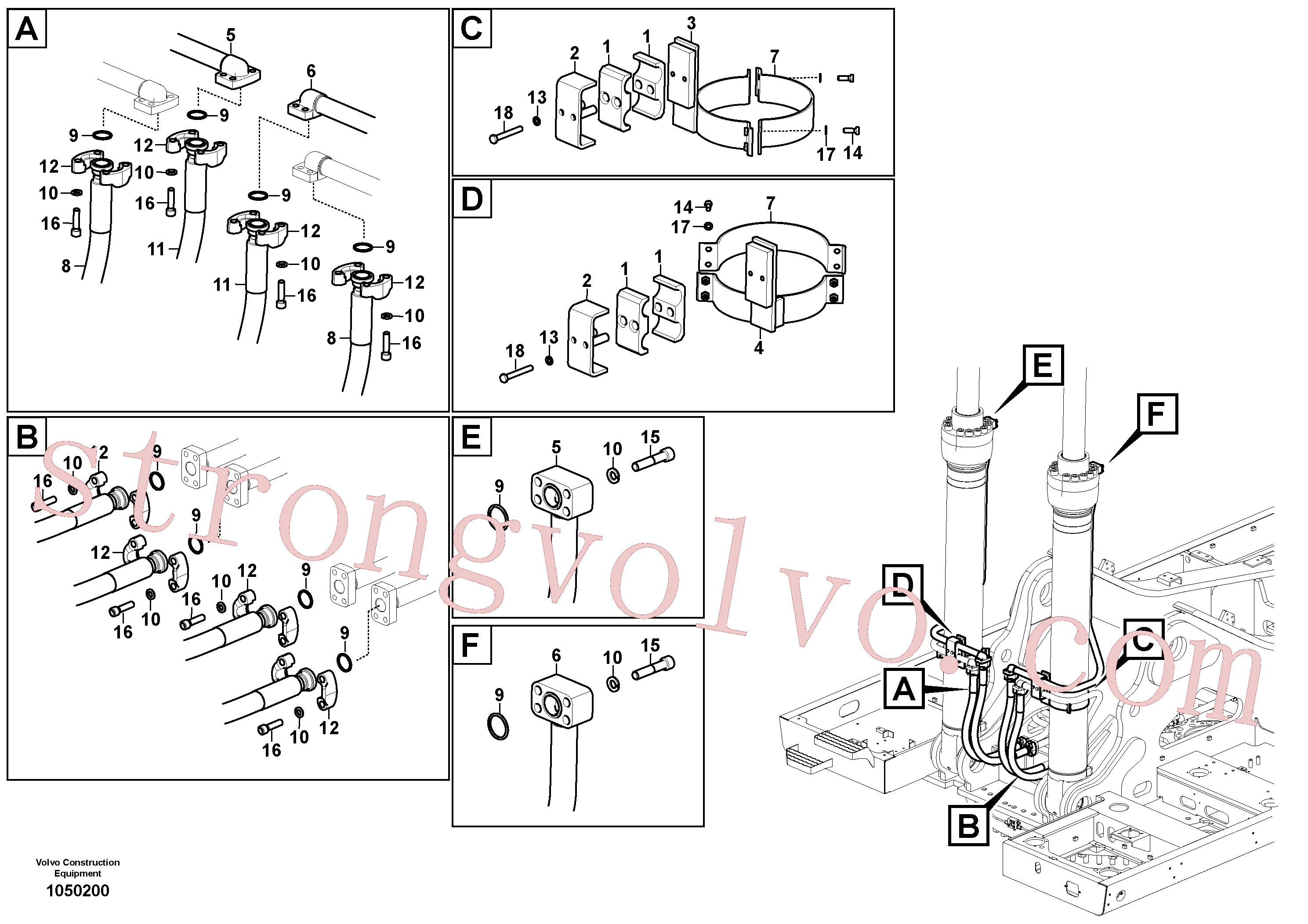VOE14710701 Volvo Hidráulica de serviço, cilindro da lança(1050200 Montagem)