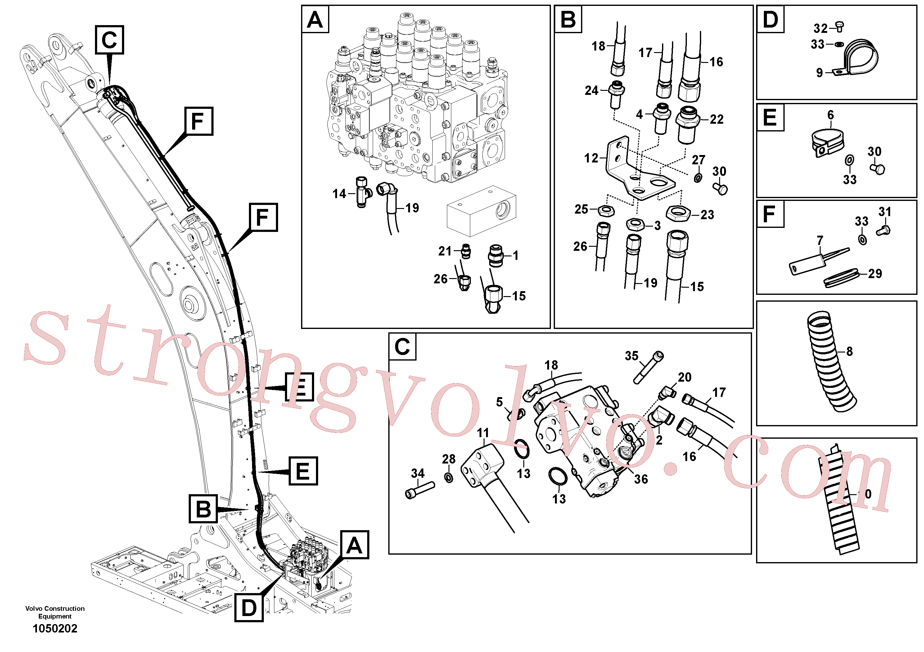 VOE993158 Volvo Hidráulica de serviço, ruptura do braço de afundamento(1050202 Montagem)