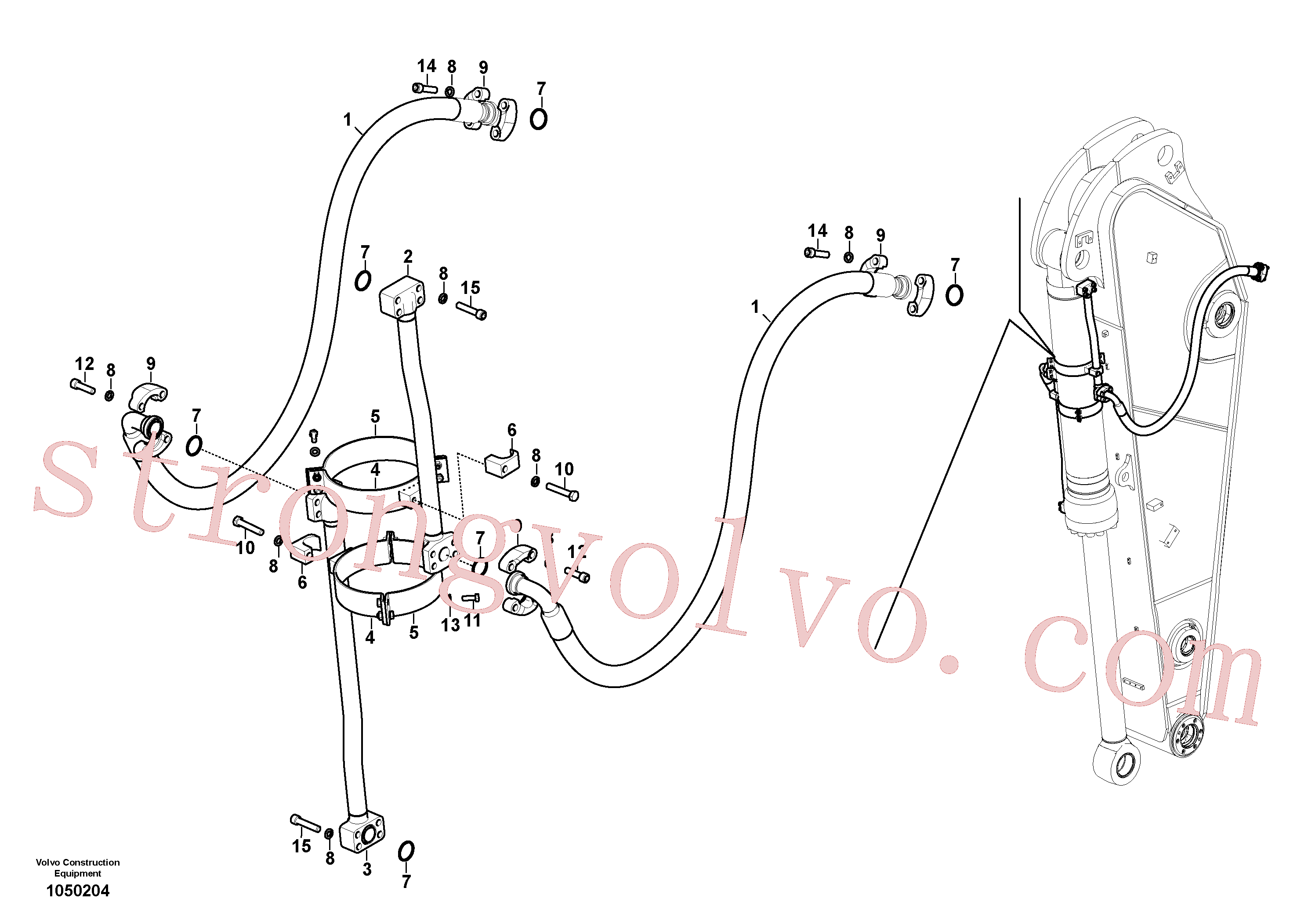 VOE936627 Volvo Hidráulica de serviço, cilindro do balde no braço de afundamento(1050204 Montagem)