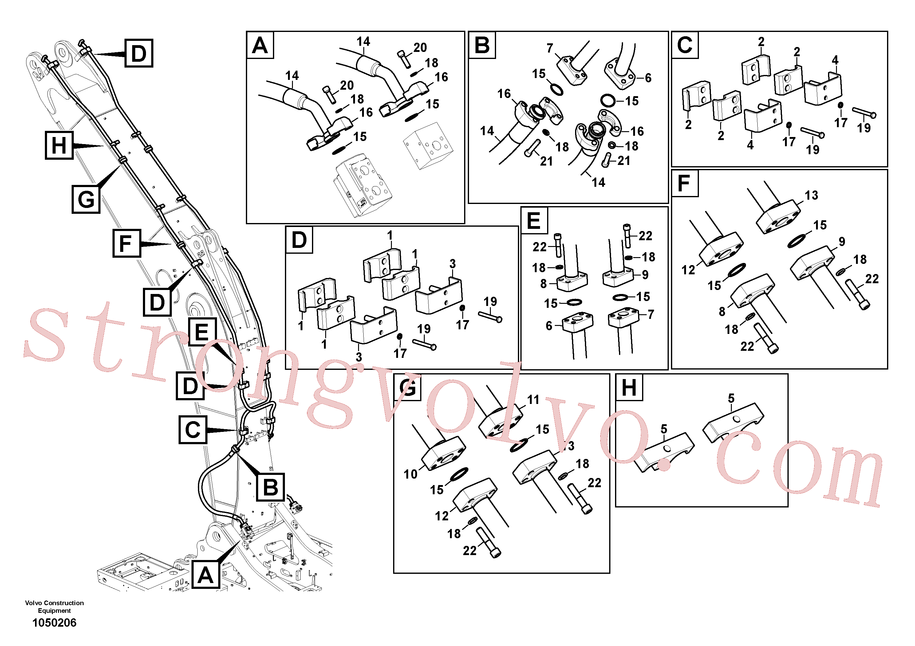 VOE936627 Volvo Hidráulica de serviço, martelo e cortador para lança(1050206 Montagem)