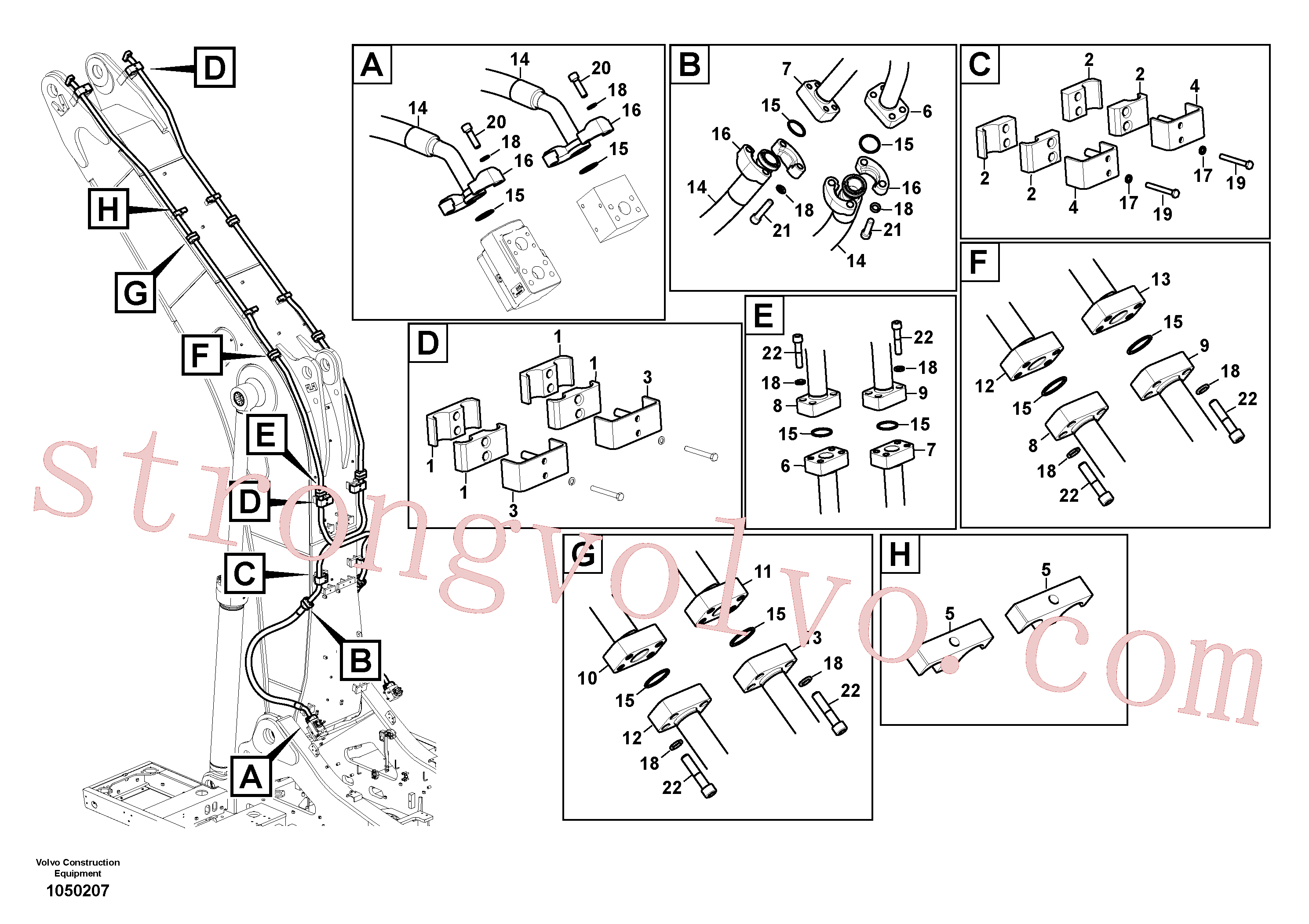 VOE936627 Volvo Hidráulica de serviço, martelo e cortador para lança(1050207 Montagem)