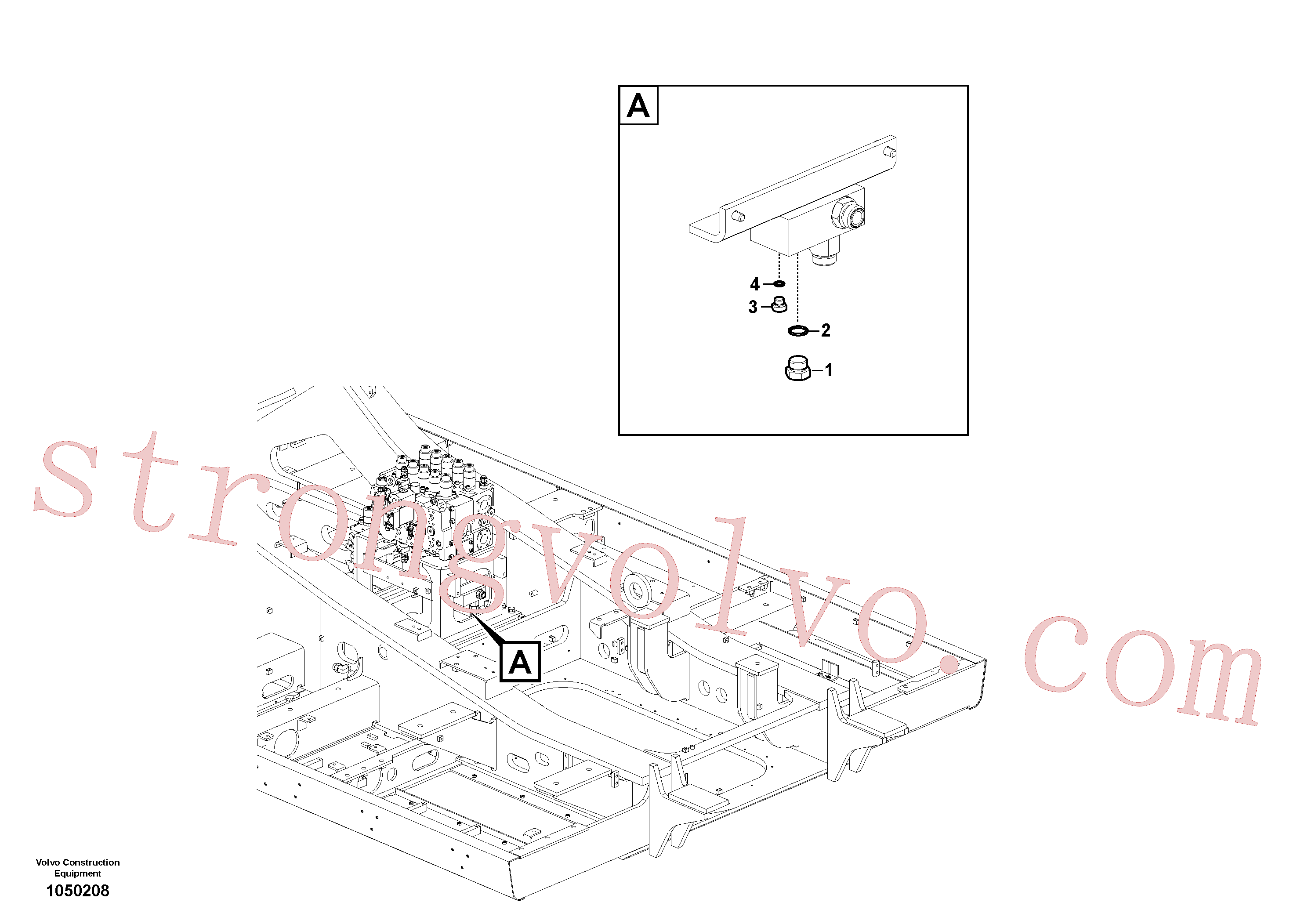 VOE14880069 Volvo Hidráulica de serviço, cilindro da lança(1050208 Montagem)