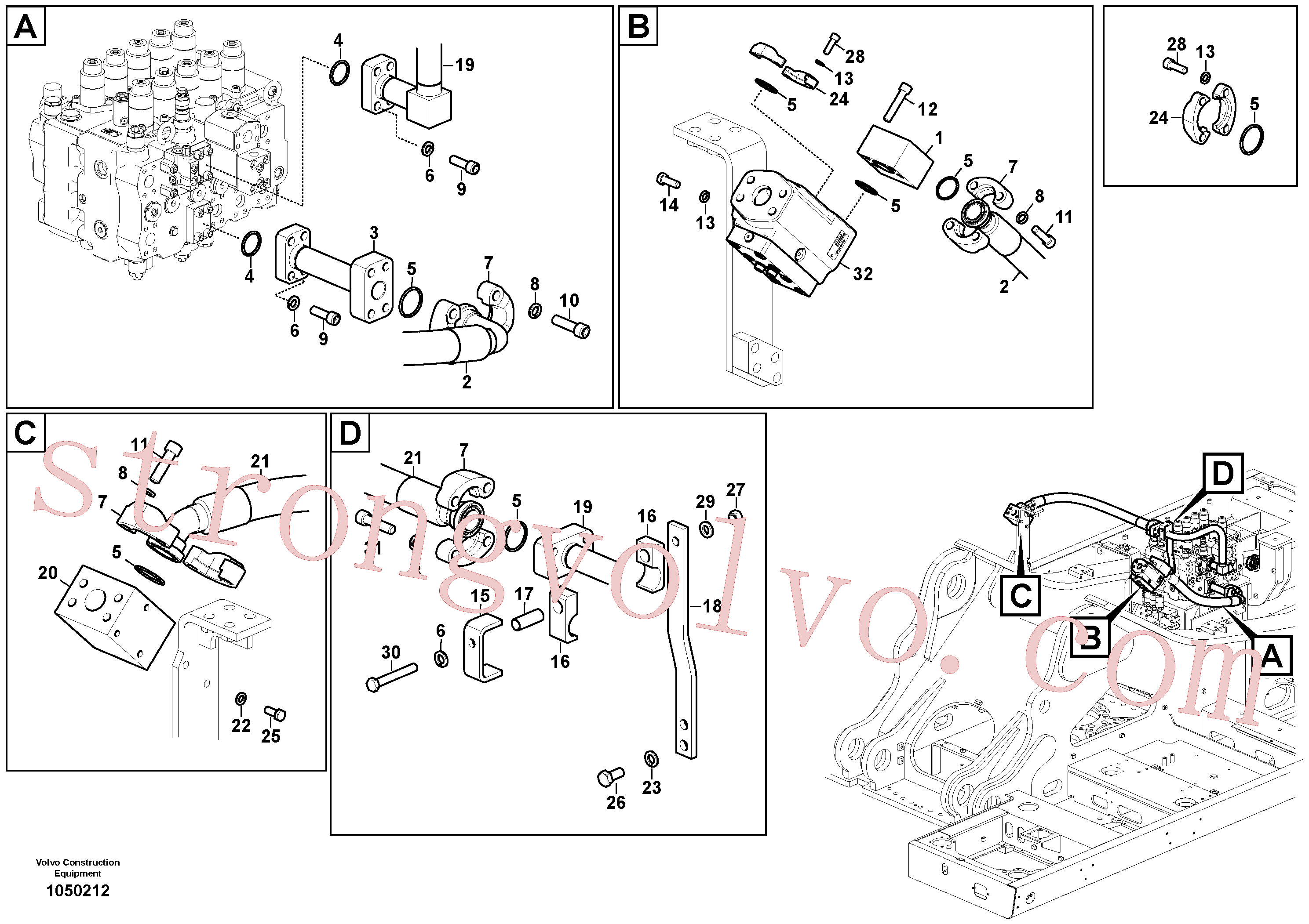 VOE997897 Volvo Hidráulica de serviço, martelo e cortador para topo(1050212 Montagem)