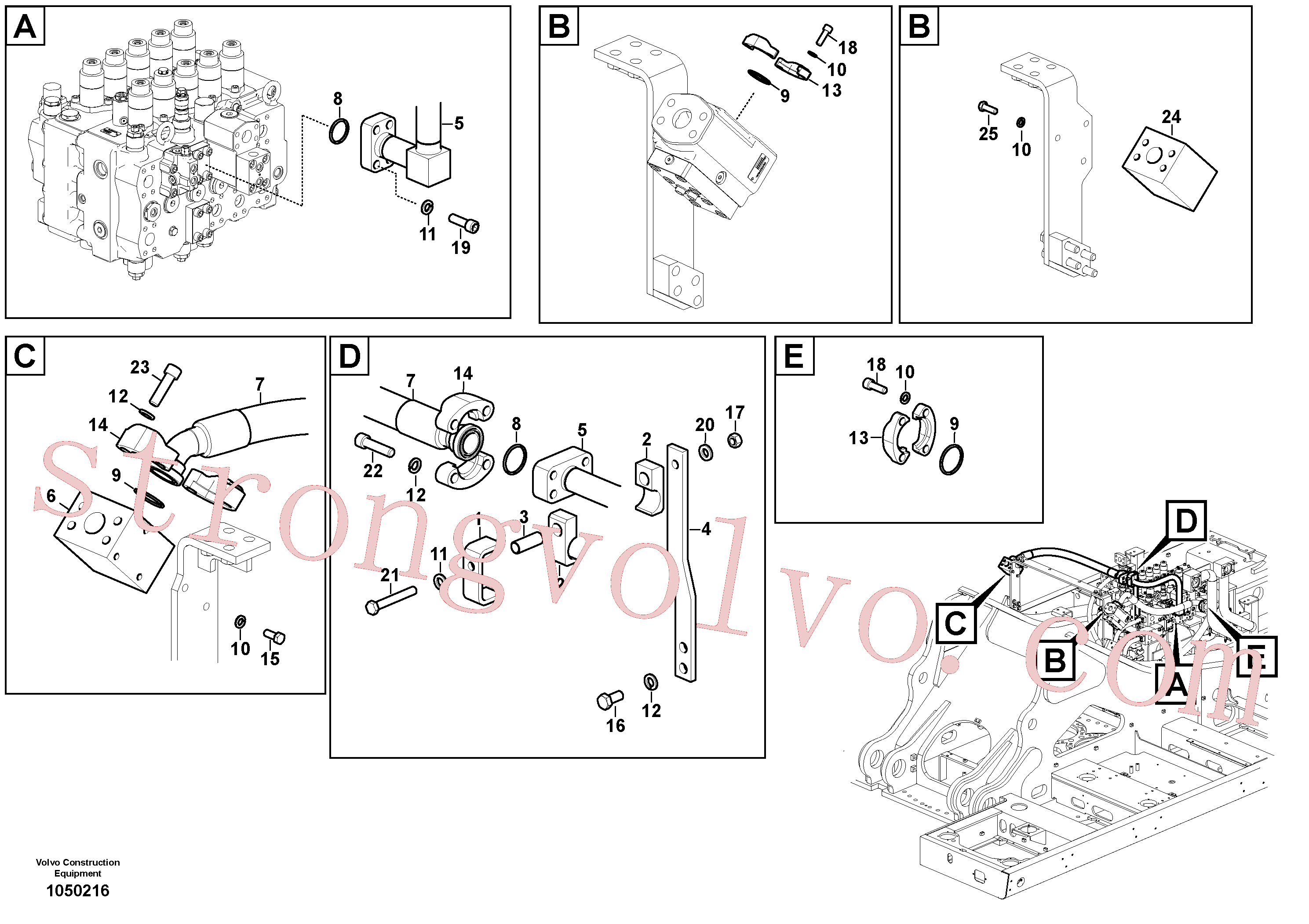 VOE993119 Volvo Hidráulica de serviço, martelo e cortador para topo(1050216 Montagem)