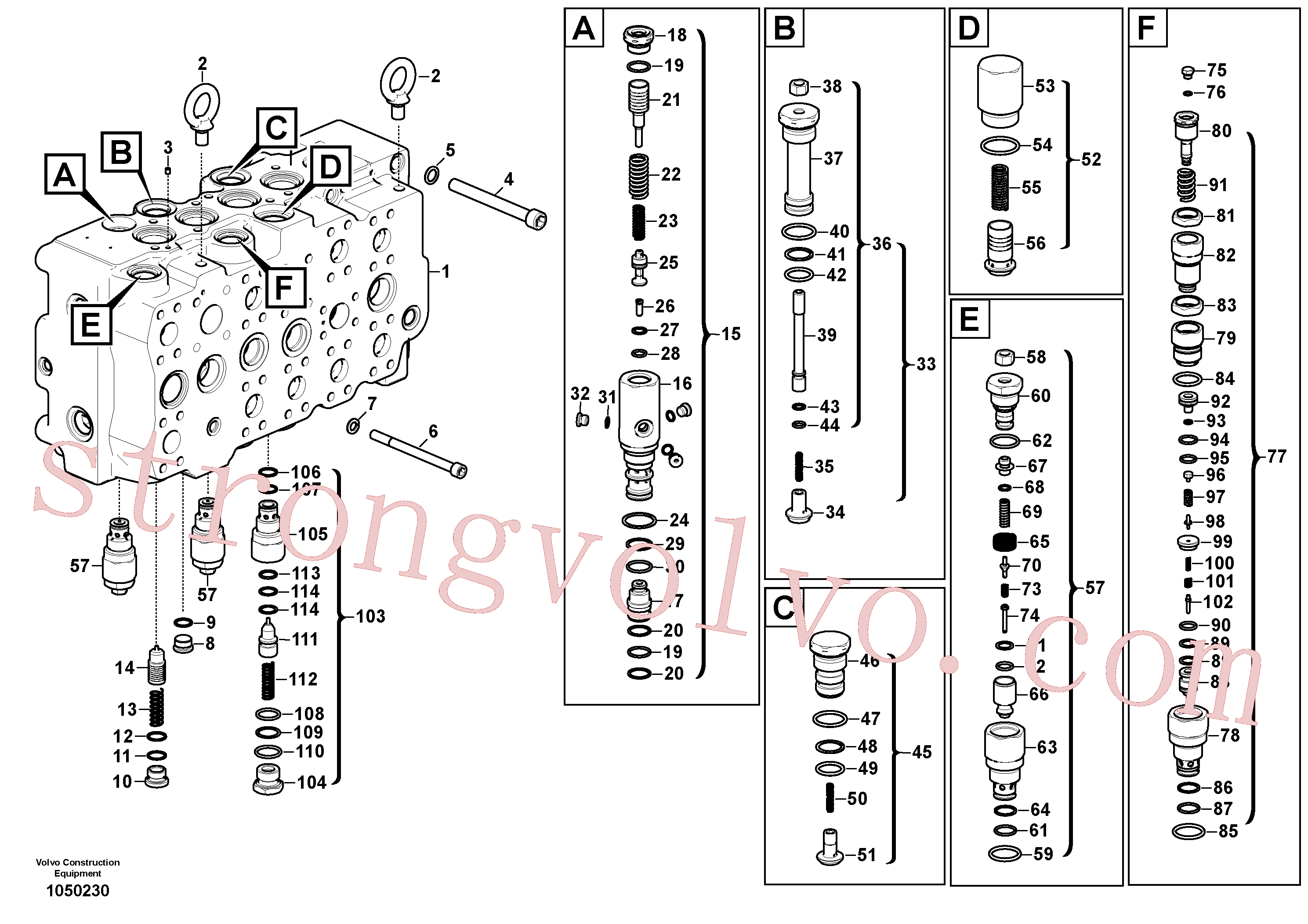 VOE14597143 Volvo Válvula mestra de comando(1050230 Montagem)
