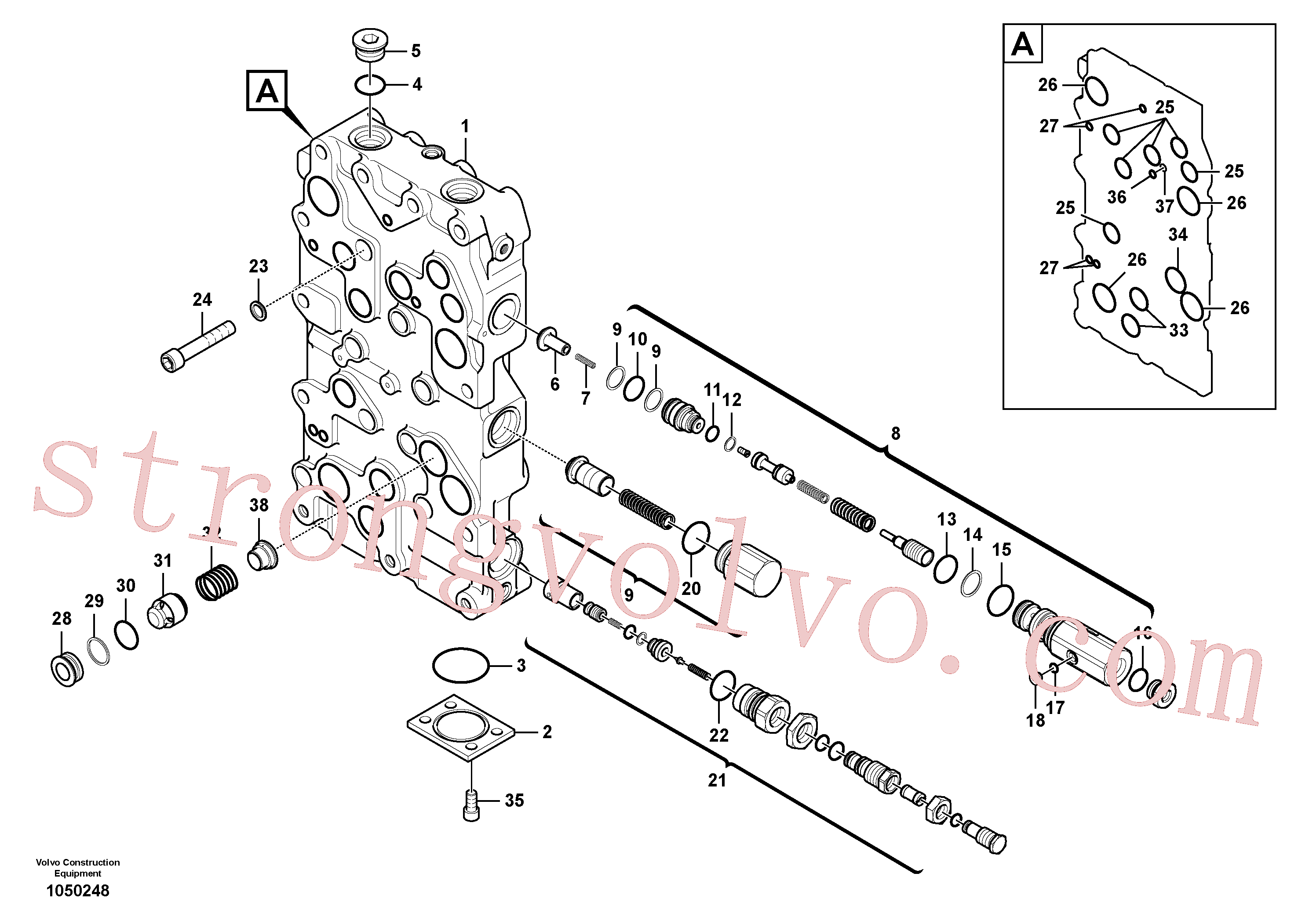 VOE14558323 Volvo Válvula mestra de comando(1050248 Montagem)