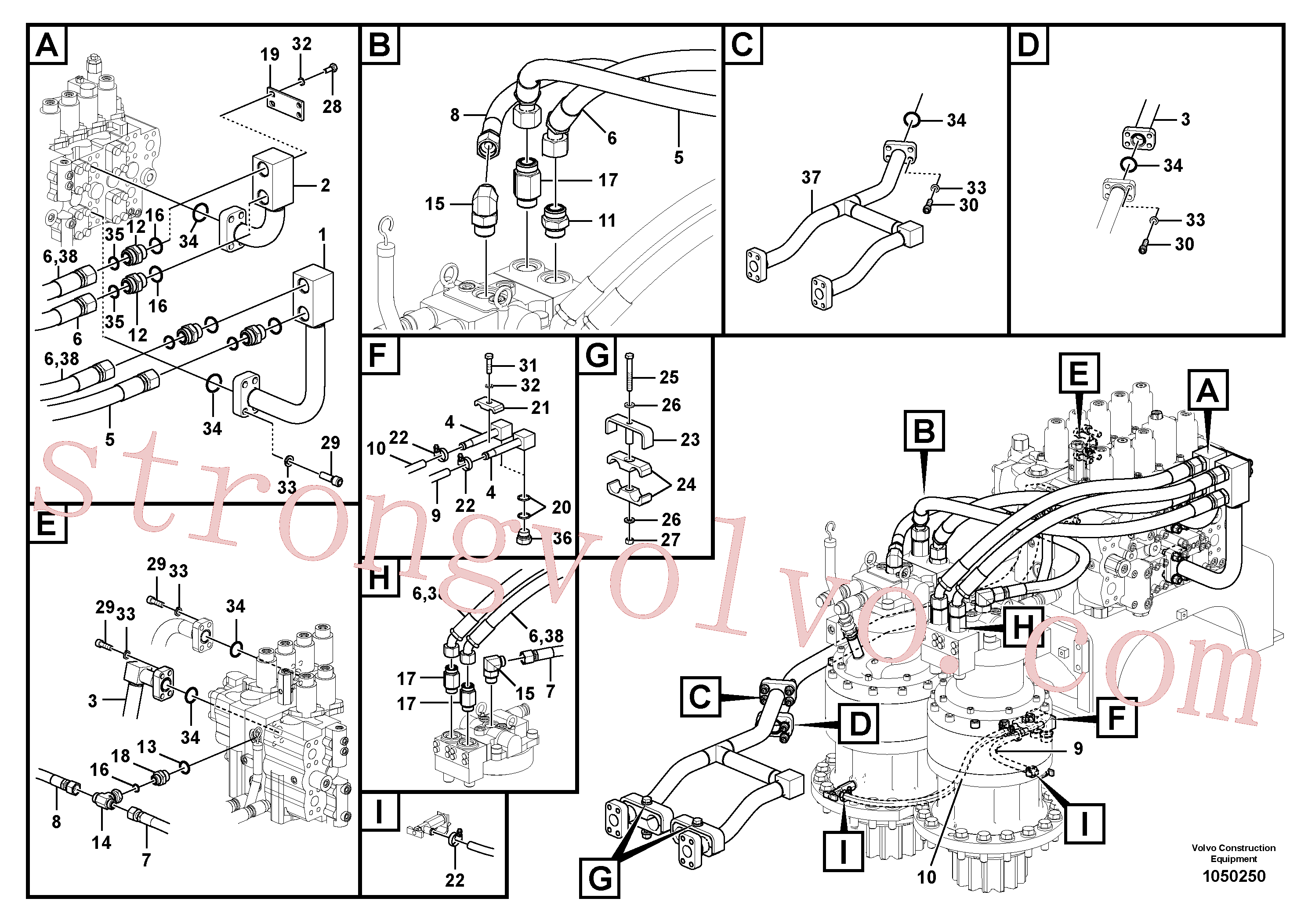SA9419-11100 Volvo Sistema hidráulico, válvula de comando da lança e articulação(1050250 Montagem)