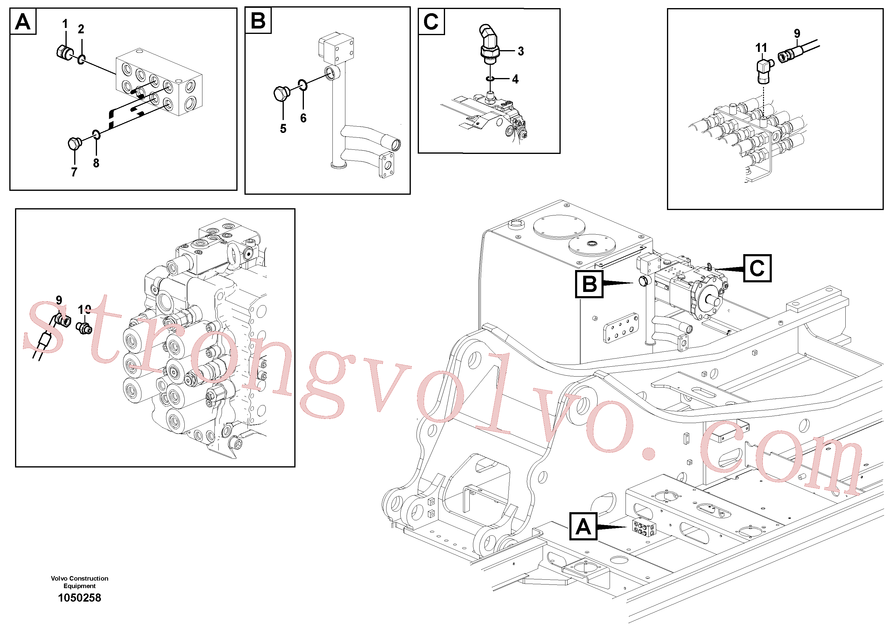 SA9415-11071 Volvo Sistema servomotor, martelo e corte(1050258 Montagem)
