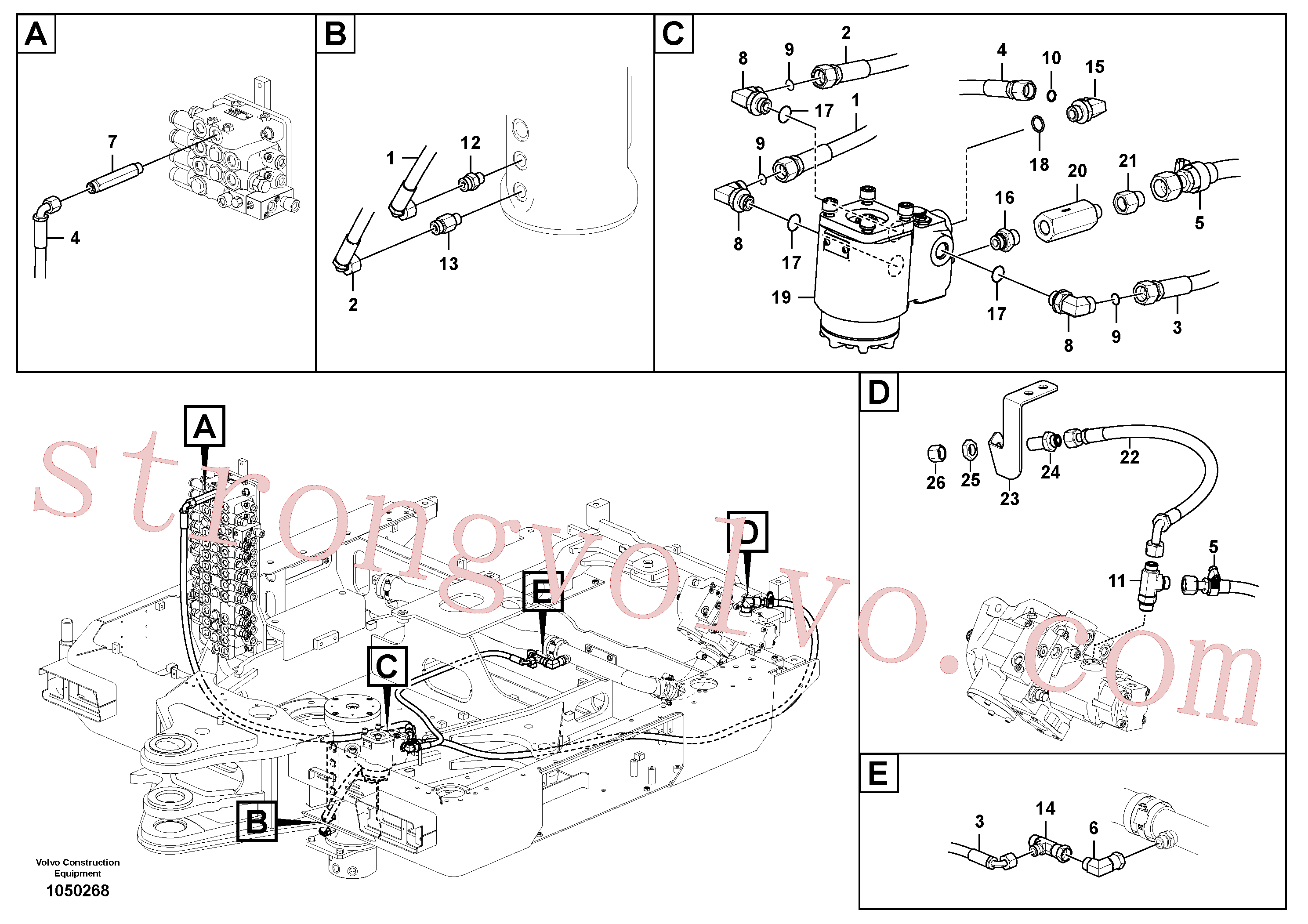 VOE936538 Volvo Sistema hidráulico, linha da direcção(1050268 Montagem)
