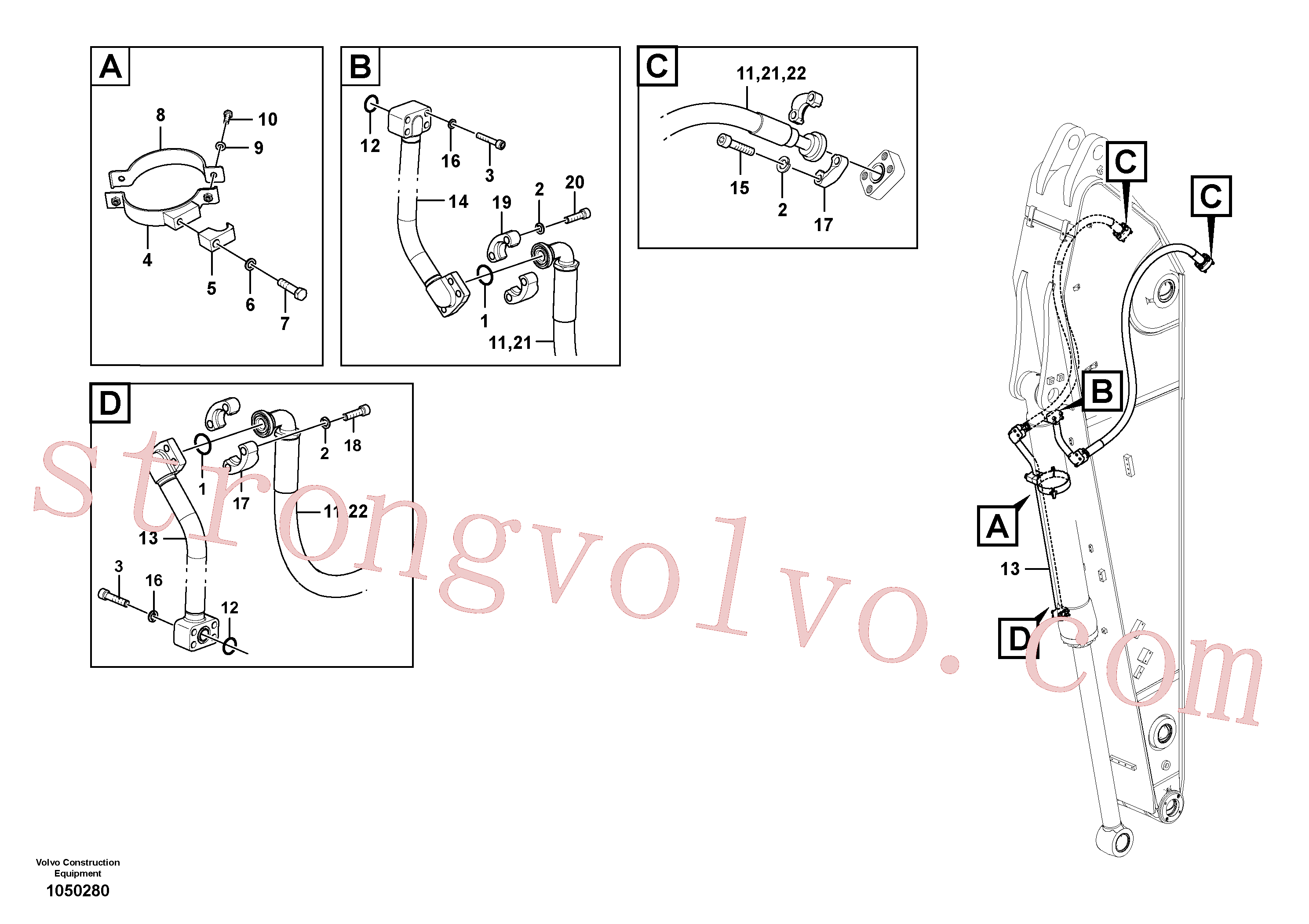 VOE14677883 Volvo Hidráulica de serviço, cilindro do balde no braço de afundamento(1050280 Montagem)