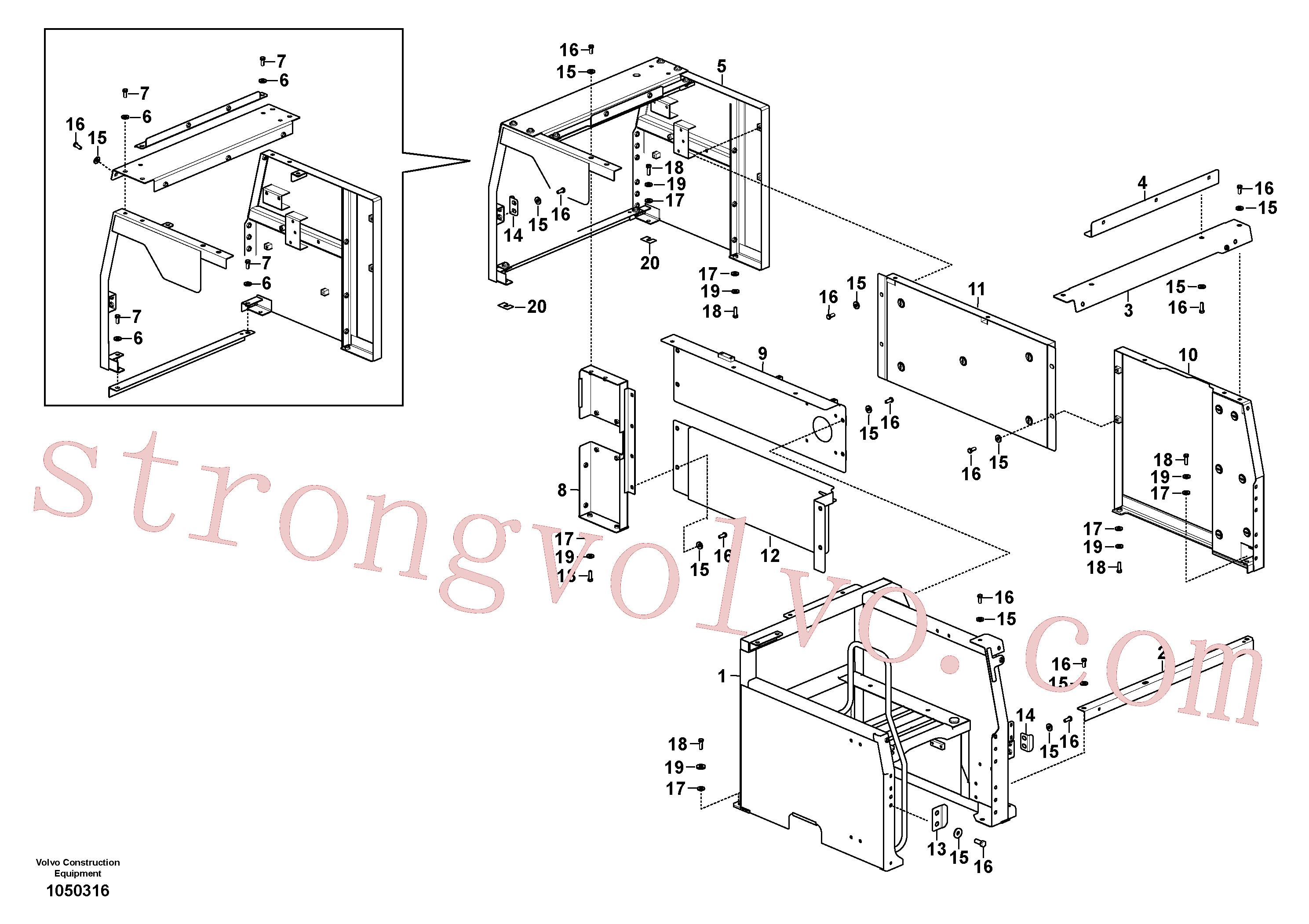 SA9742-30030 Volvo Quadro do capot(1050316 Montagem)