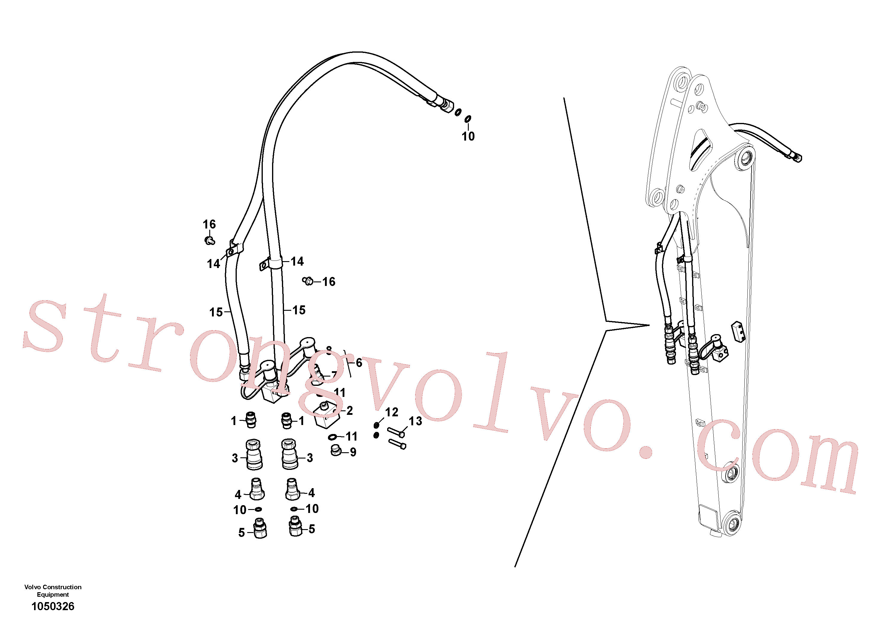 VOE14586821 Volvo Hidráulica de serviço, sistema de mandíbulas no equipamento de serviço(1050326 Montagem)