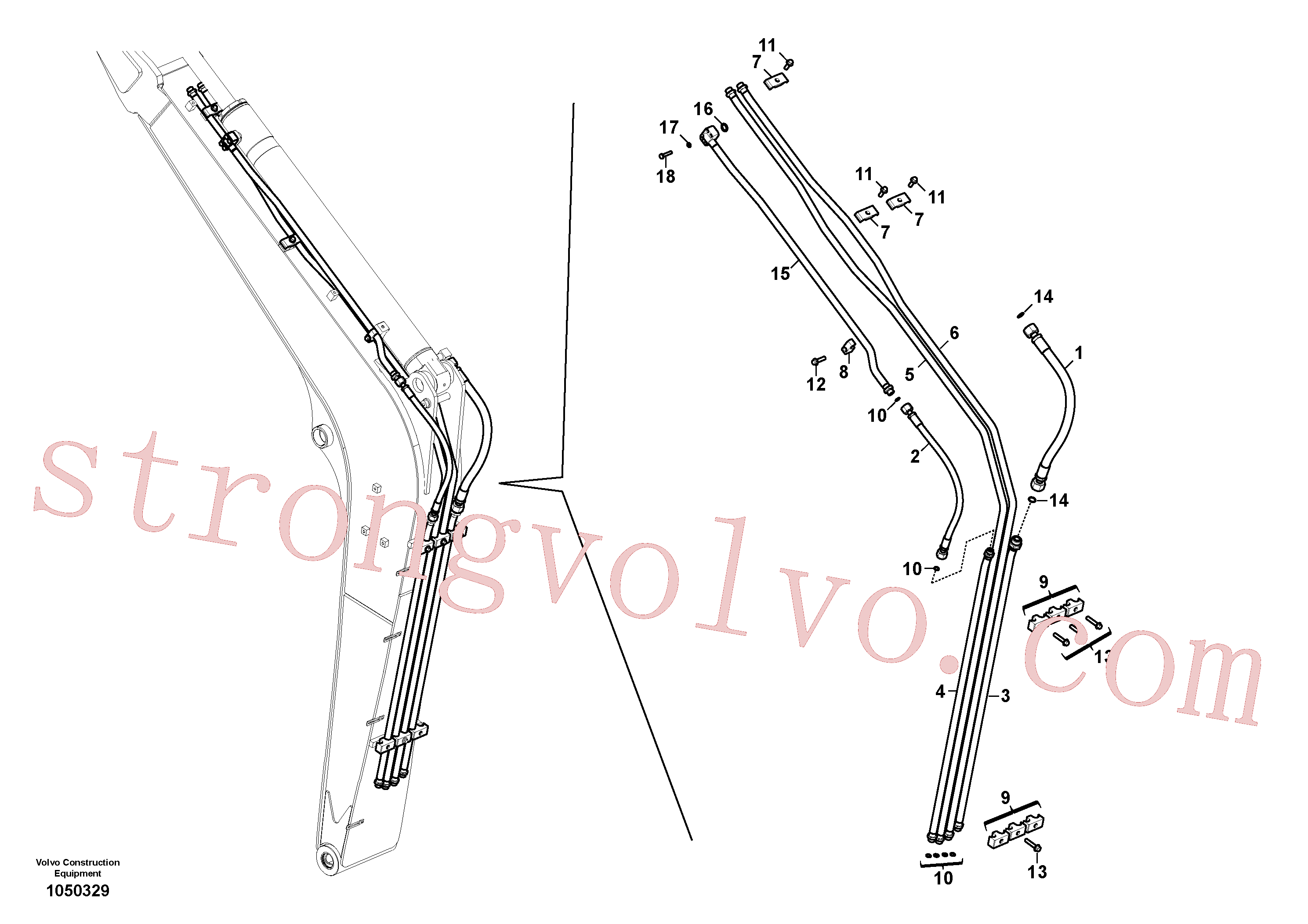 VOE997424 Volvo Hidráulica de serviço, ruptura da lança(1050329 Montagem)