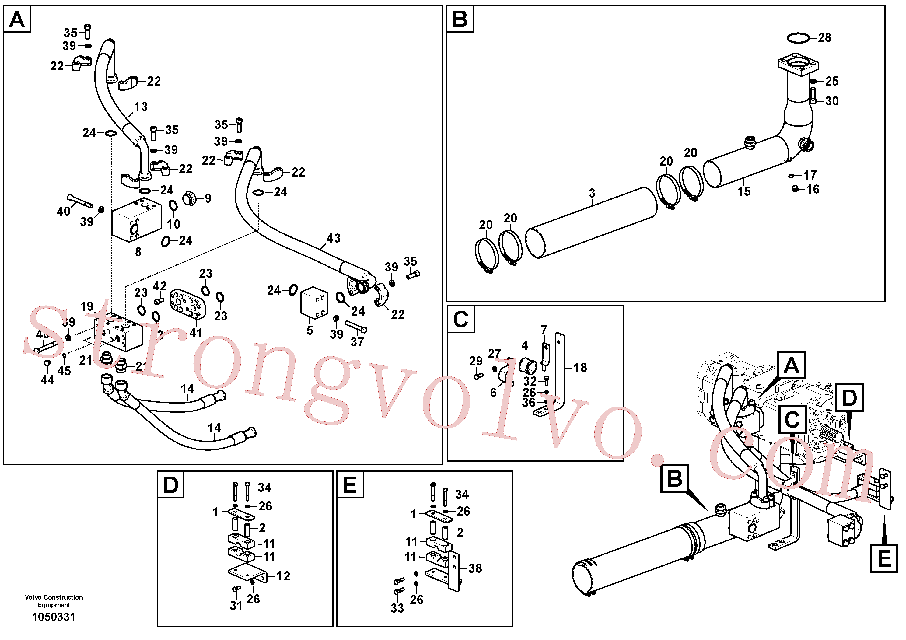 VOE992587 Volvo Sistema hidráulico, tanque hidráulico para a bomba hidráulica(1050331 Montagem)