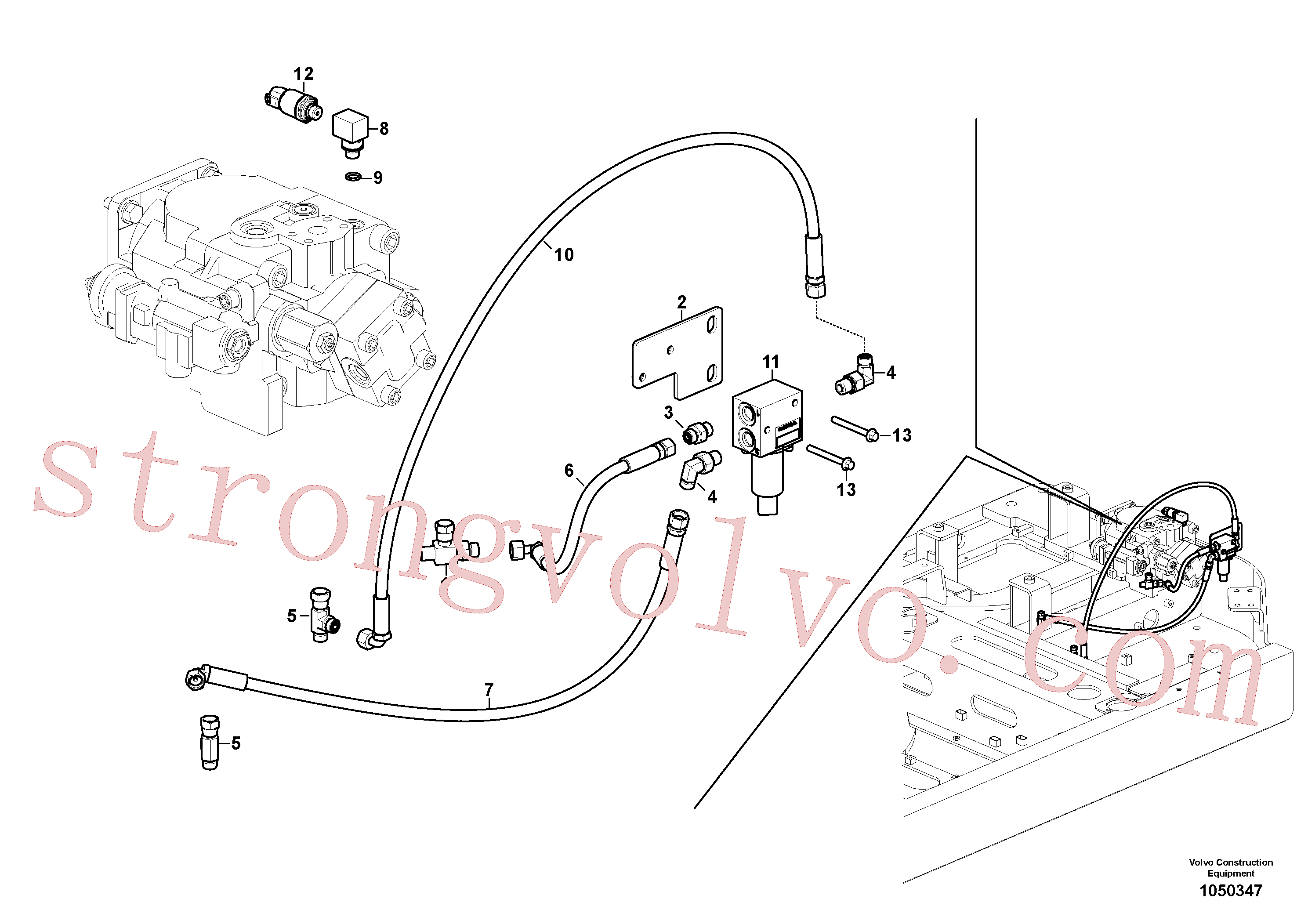 VOE14575117 Volvo Sistema servomotor, válvula de comando para pedal da válvula de comando(1050347 Montagem)