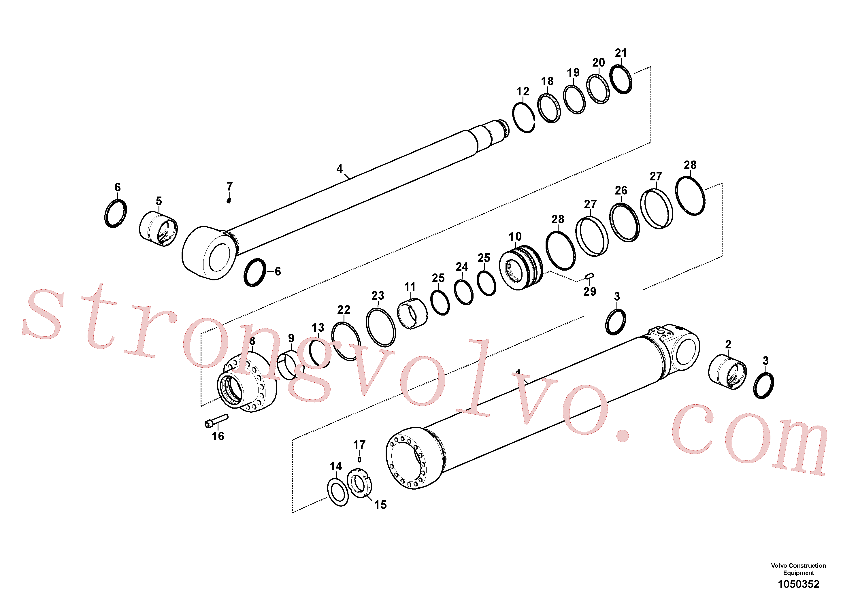 VOE14571655 Volvo Cilindro de balde(1050352 Montagem)