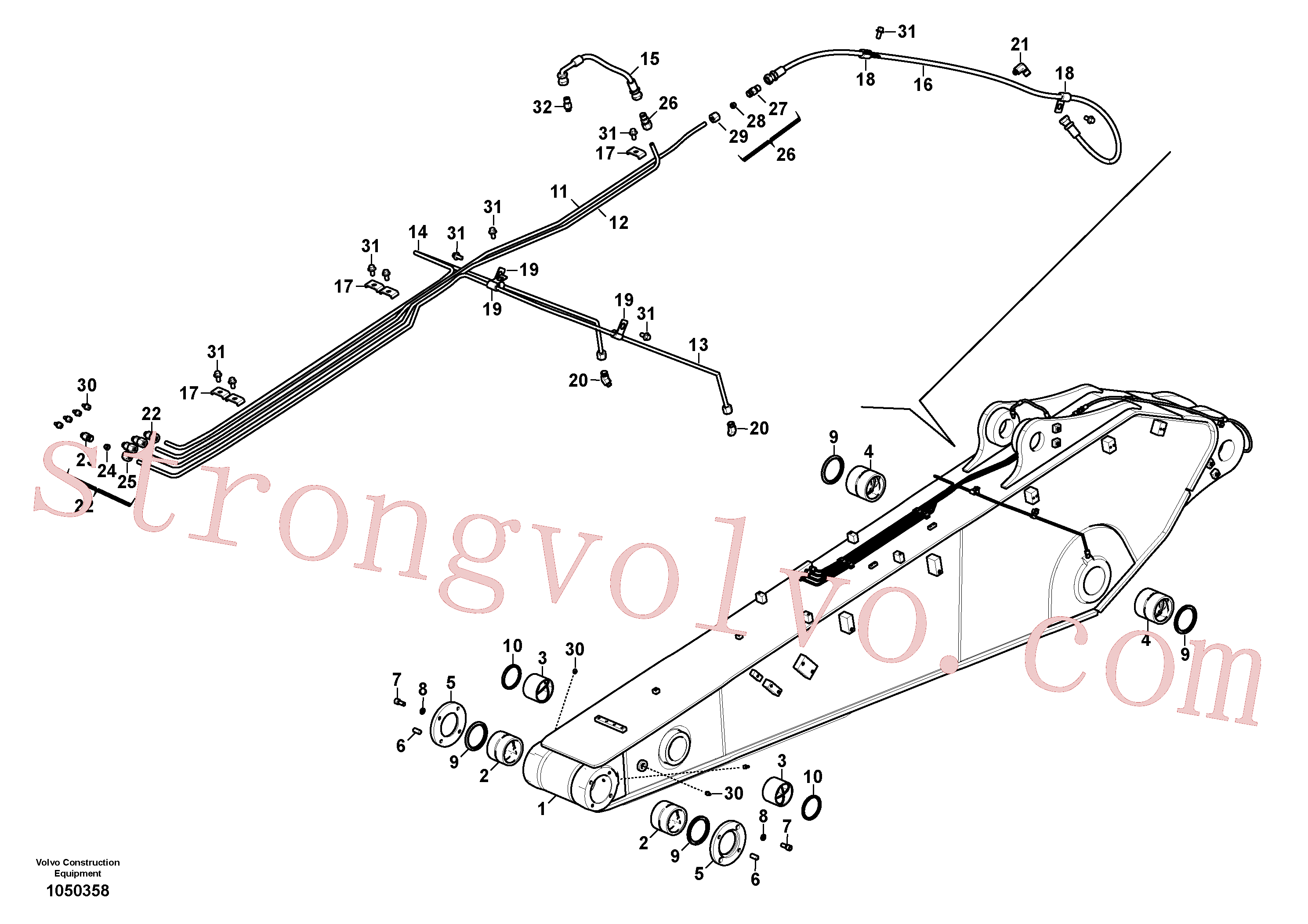 VOE14687022 Volvo Tubagem de massa e do braço de afundamento com sede da tubagem(1050358 Montagem)