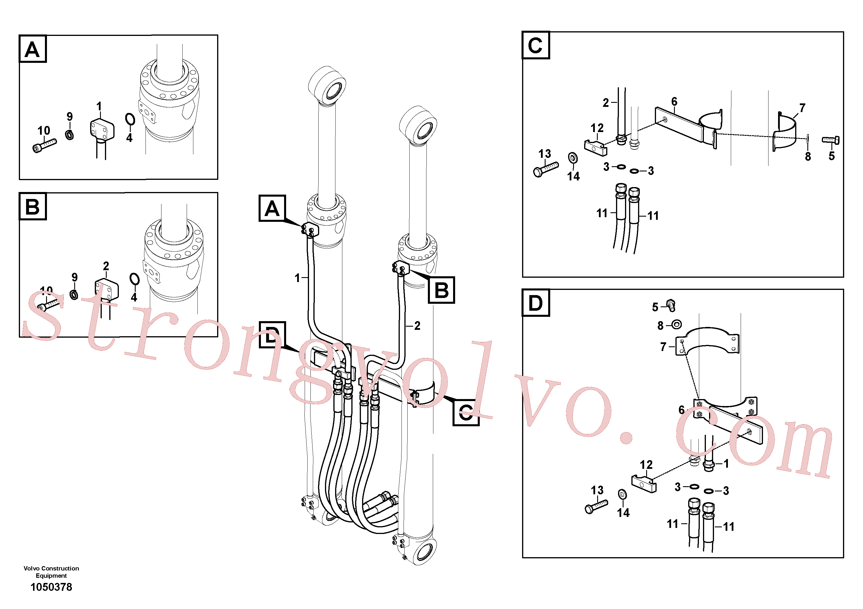 VOE997467 Volvo Hidráulica de serviço, cilindro da lança(1050378 Montagem)