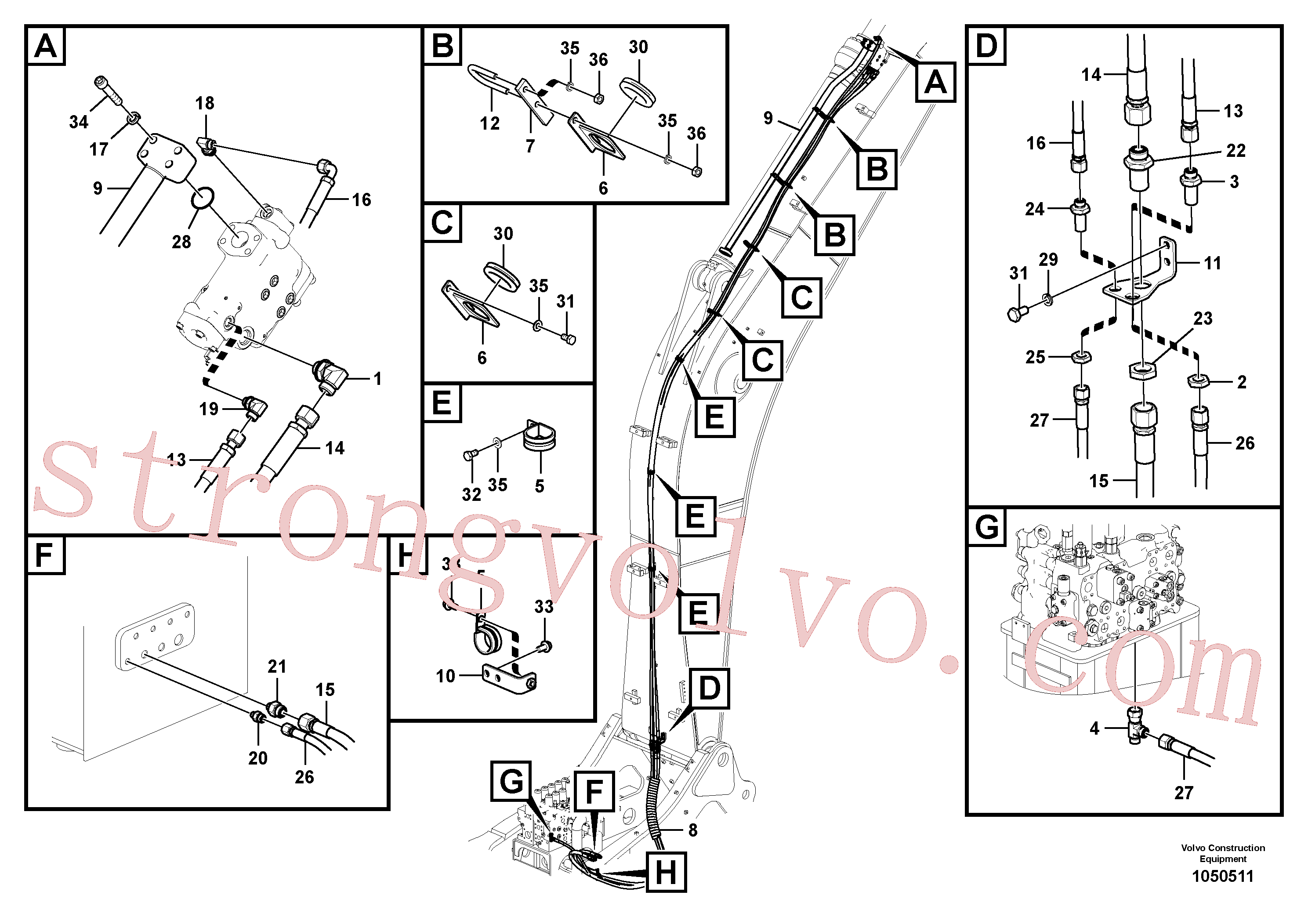VOE937716 Volvo Hidráulica de serviço, ruptura do braço de afundamento(1050511 Montagem)