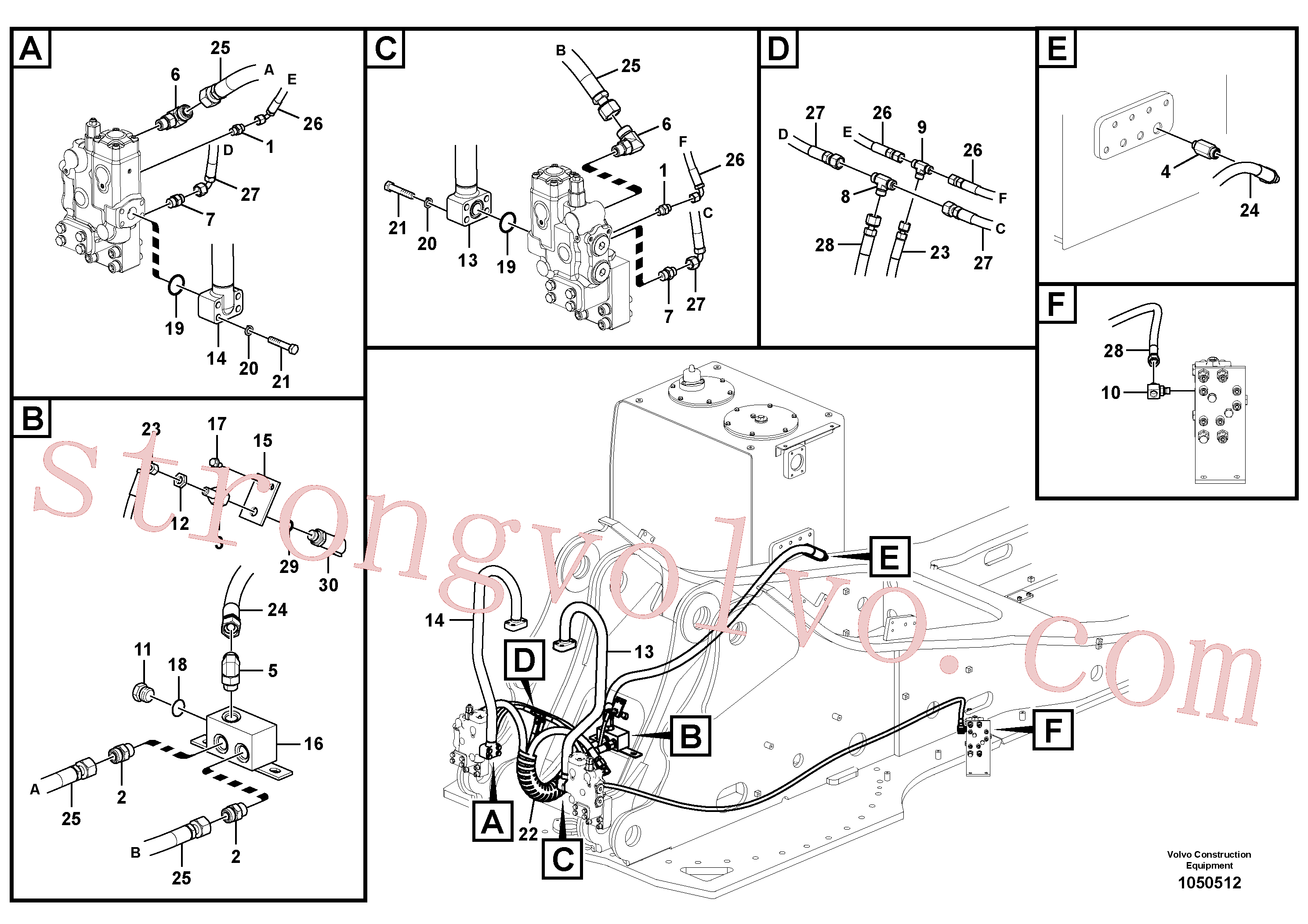 VOE14535974 Volvo Hidráulica de serviço, ruptura da lança(1050512 Montagem)