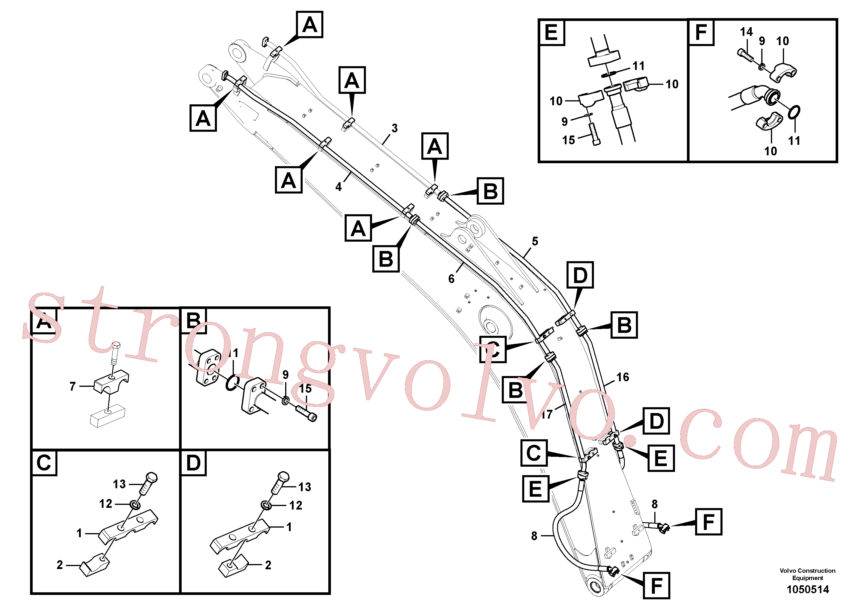 SA1074-04150 Volvo Hidráulica de serviço, martelo e cortador para lança(1050514 Montagem)