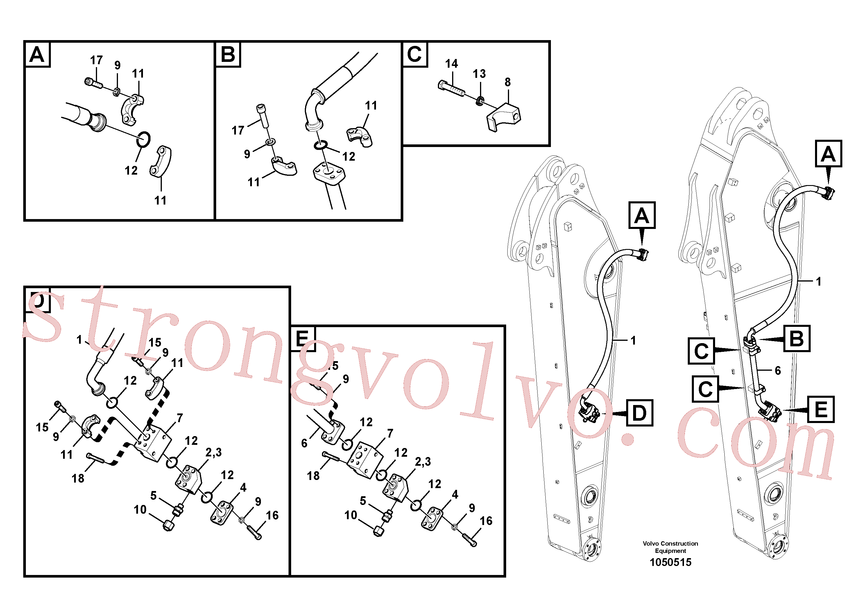 VOE14538874 Volvo Hidráulica de serviço, martelo e cortador para braço de afundamento(1050515 Montagem)