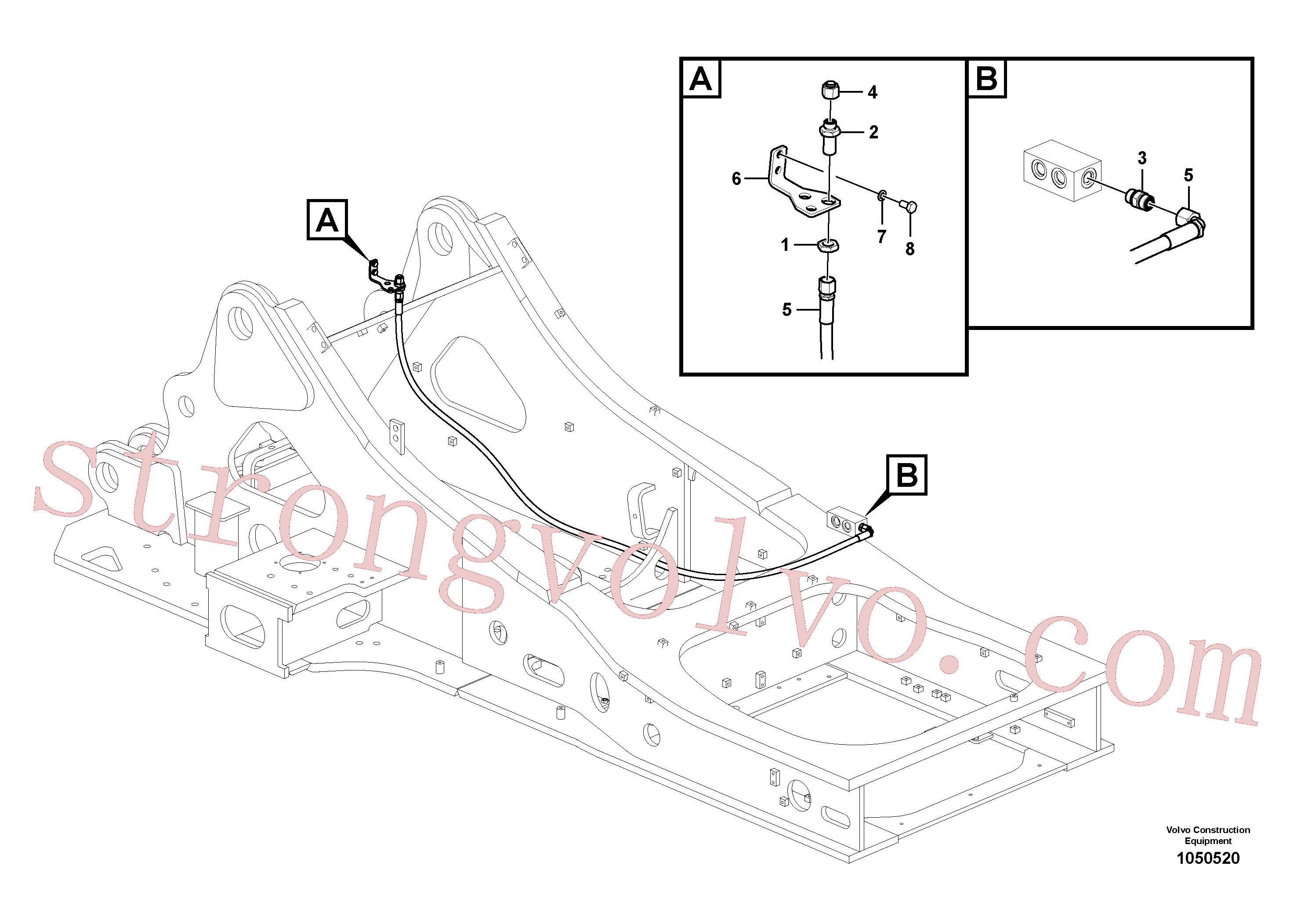 VOE14710582 Volvo Hidráulica de serviço, fuga de óleo na estrutura superior(1050520 Montagem)