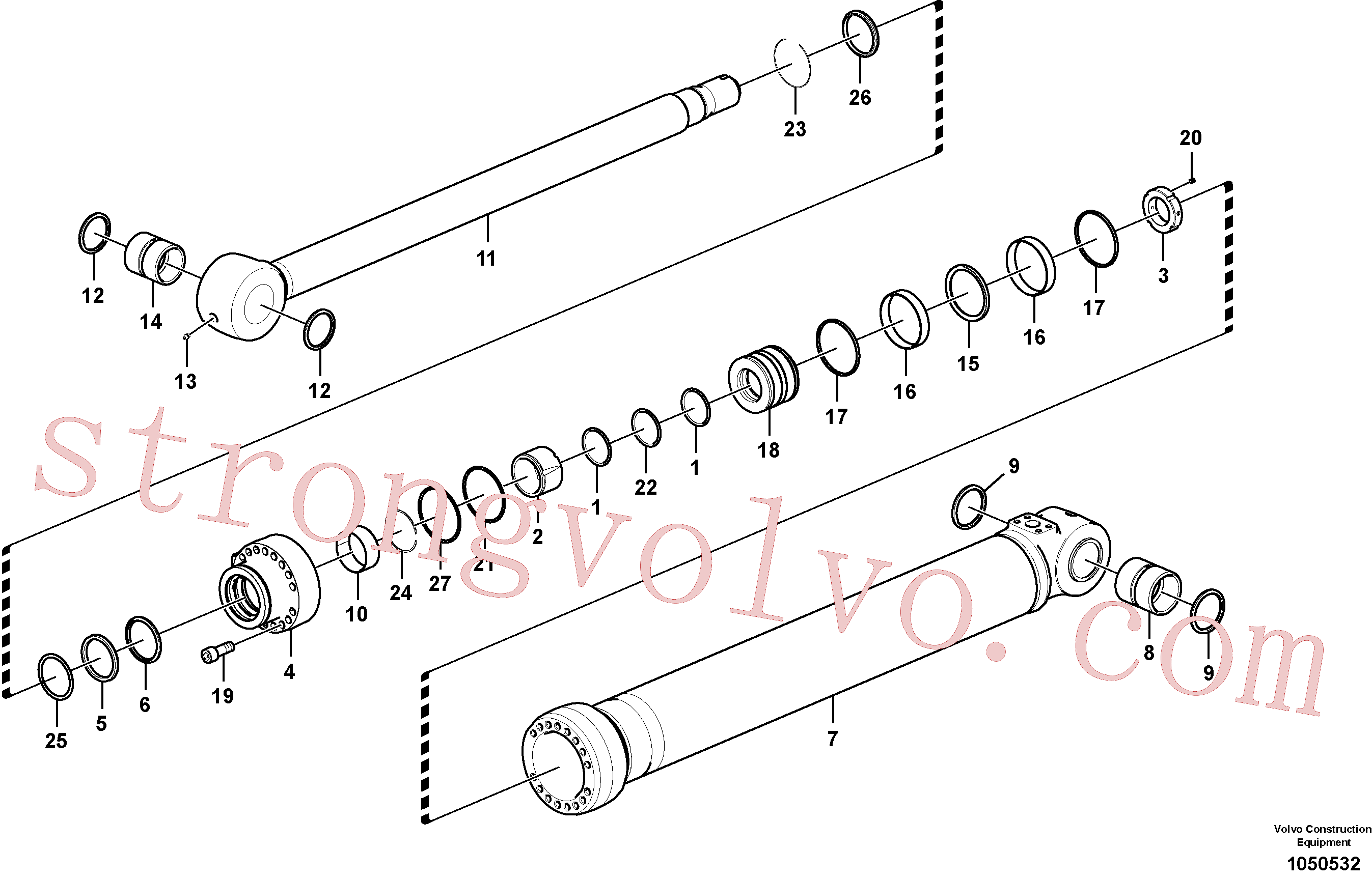 VOE14882741 Volvo Cilindro de balde(1050532 Montagem)