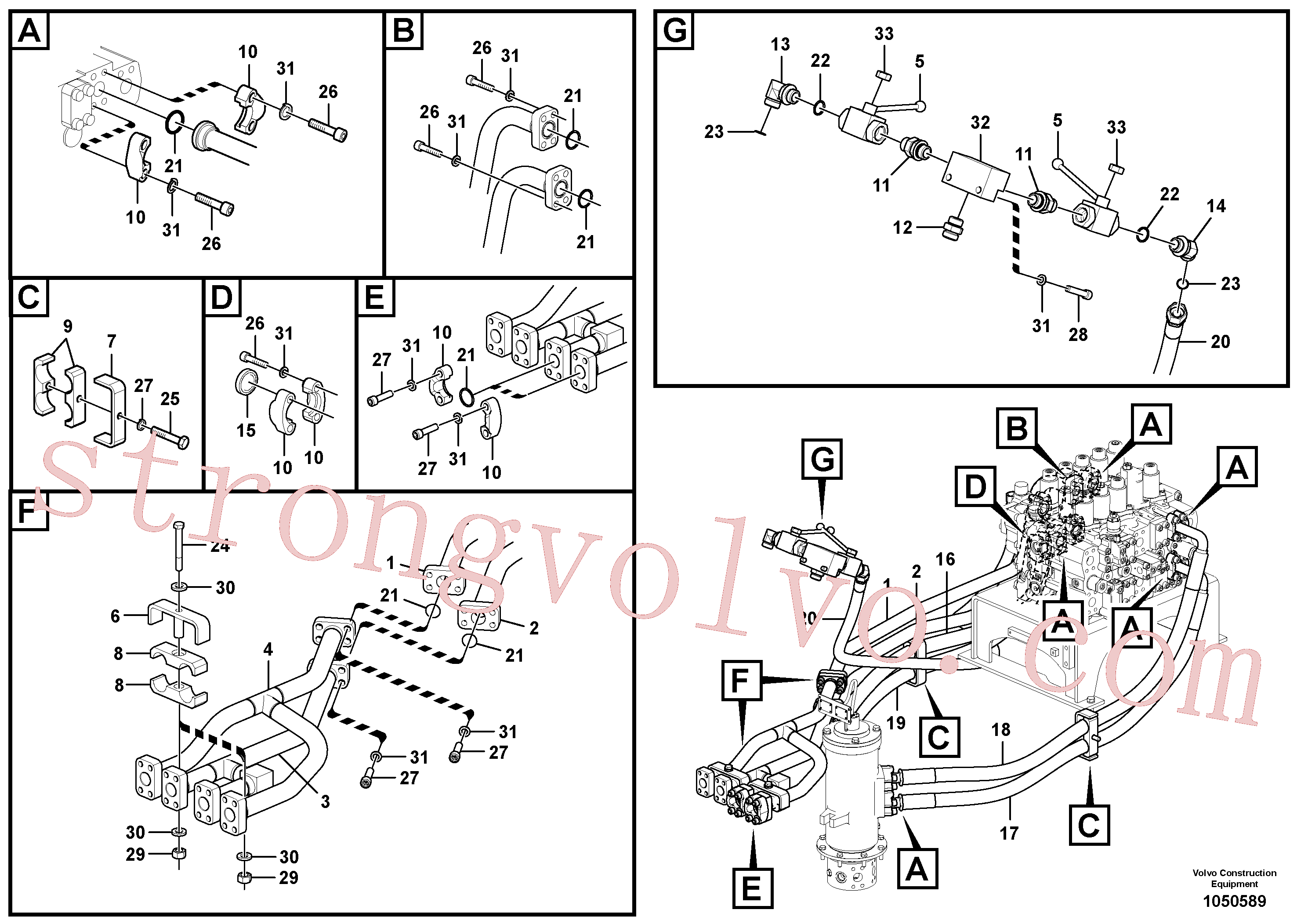 VOE14880053 Volvo Sistema hidráulico, válvula de comando da lança e articulação(1050589 Montagem)