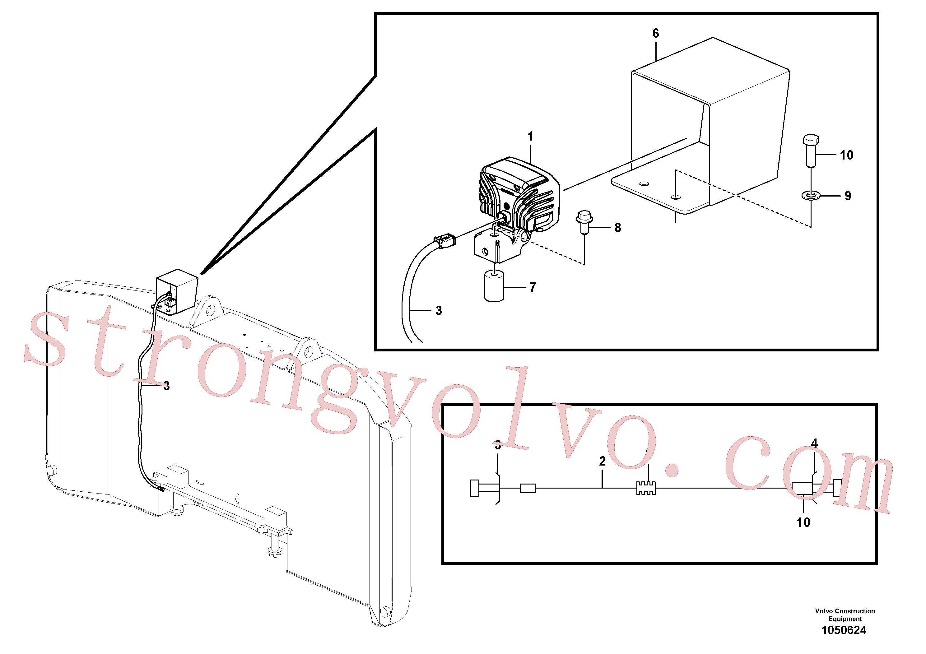 VOE25350489 Volvo Luzes de trabalho, extra(1050624 Montagem)