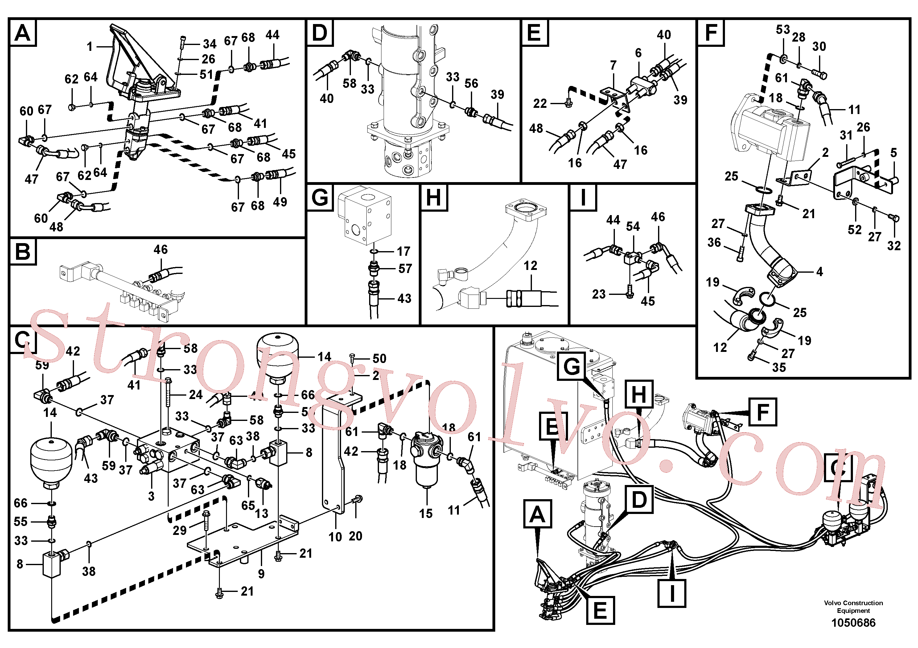 SA9411-90430 Volvo Sistema hidráulico, linha de travão superior(1050686 Montagem)
