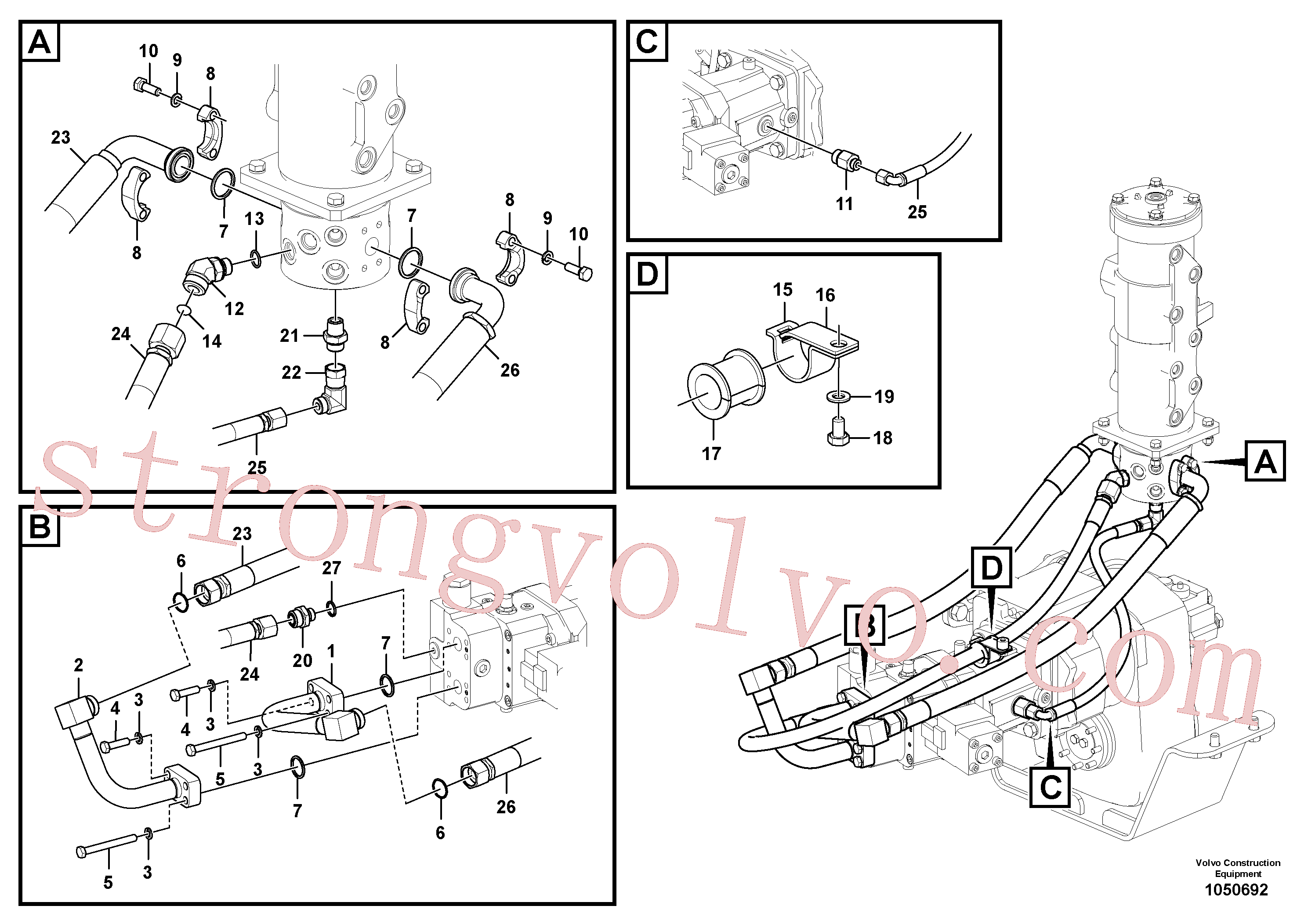 VOE937521 Volvo Linha da rótula, rótula ao motor de curso(1050692 Montagem)