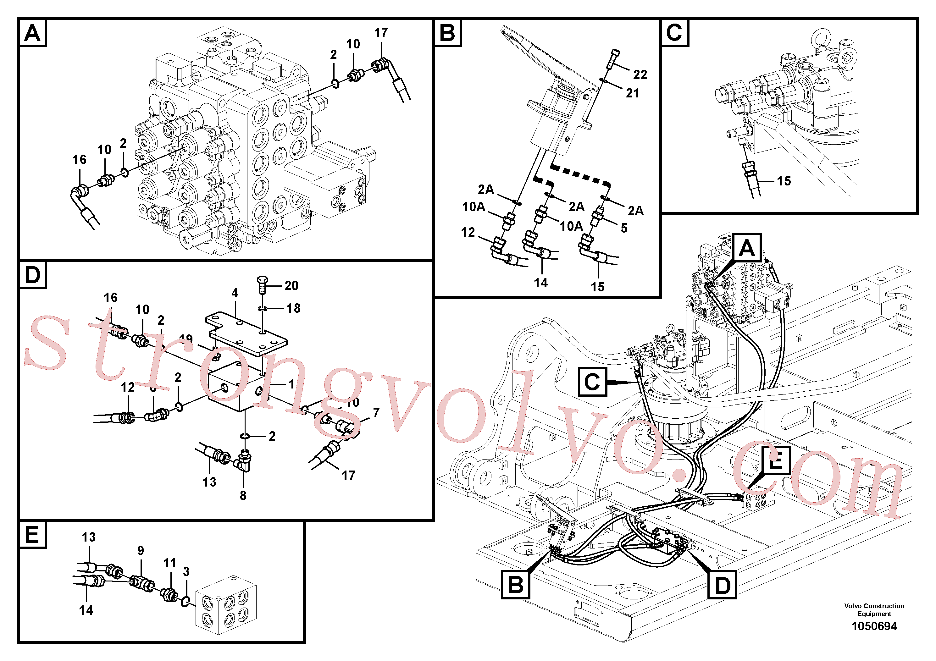 SA1048-10540 Volvo Sistema servomotor, válvula de comando para pedal da válvula de comando(1050694 Montagem)