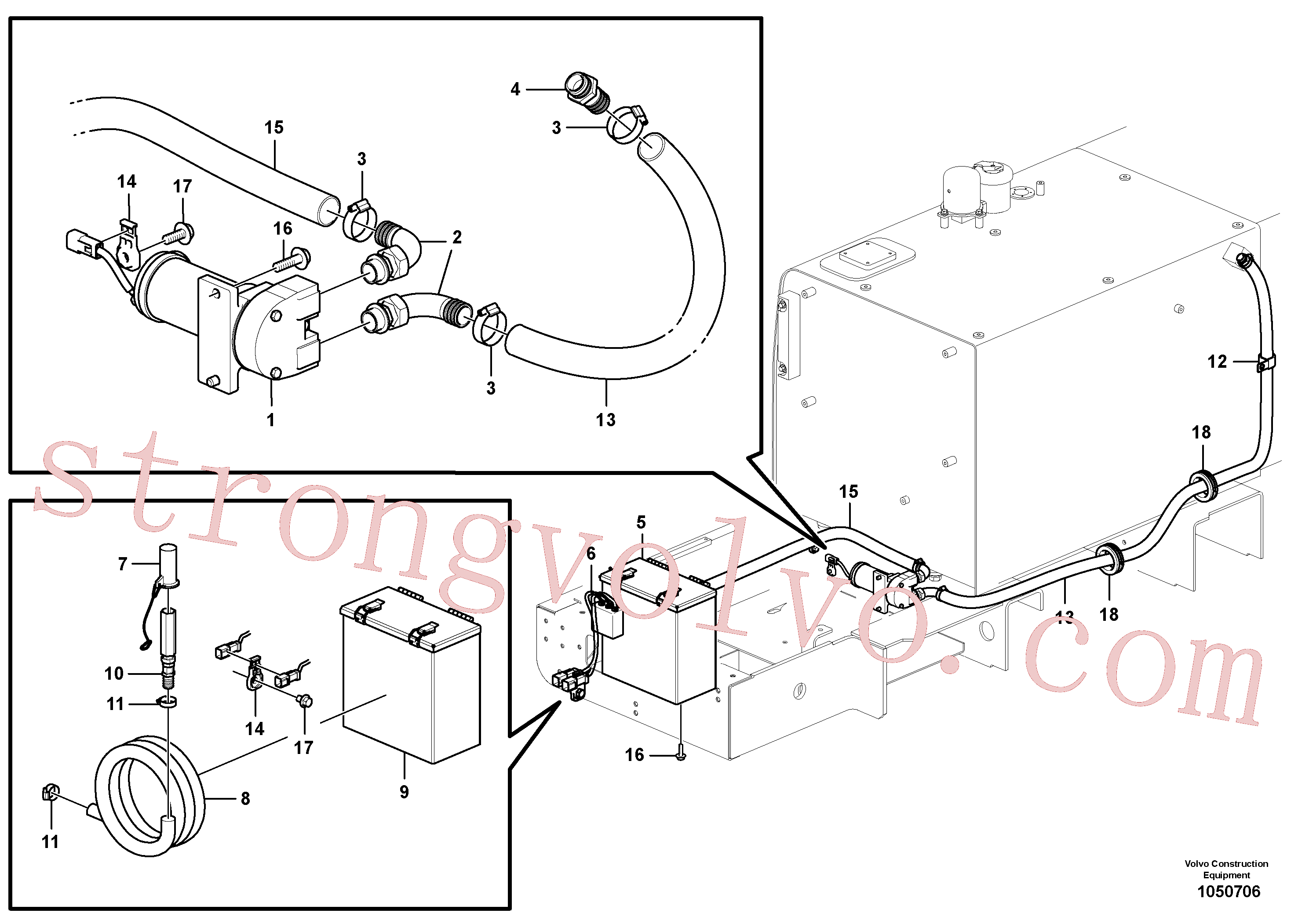 VOE14668074 Volvo Bomba de enchimento do combustível com detalhes de montagem(1050706 Montagem)
