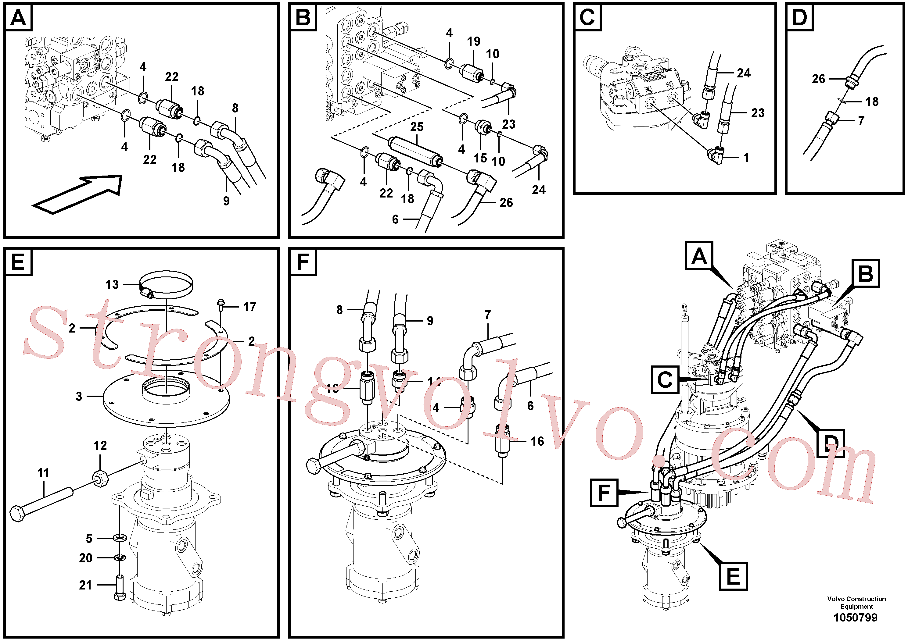 VOE936306 Volvo Linha da rótula, válvula de comando à rótula(1050799 Montagem)