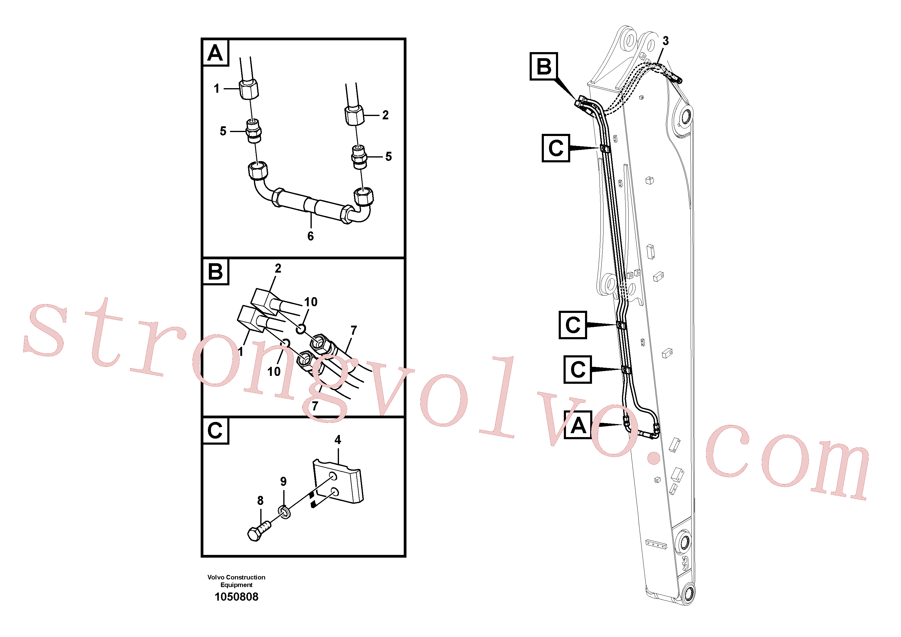 VOE14550566 Volvo Hidráulica de serviço, inclinação e rotor no braço de afundamento(1050808 Montagem)