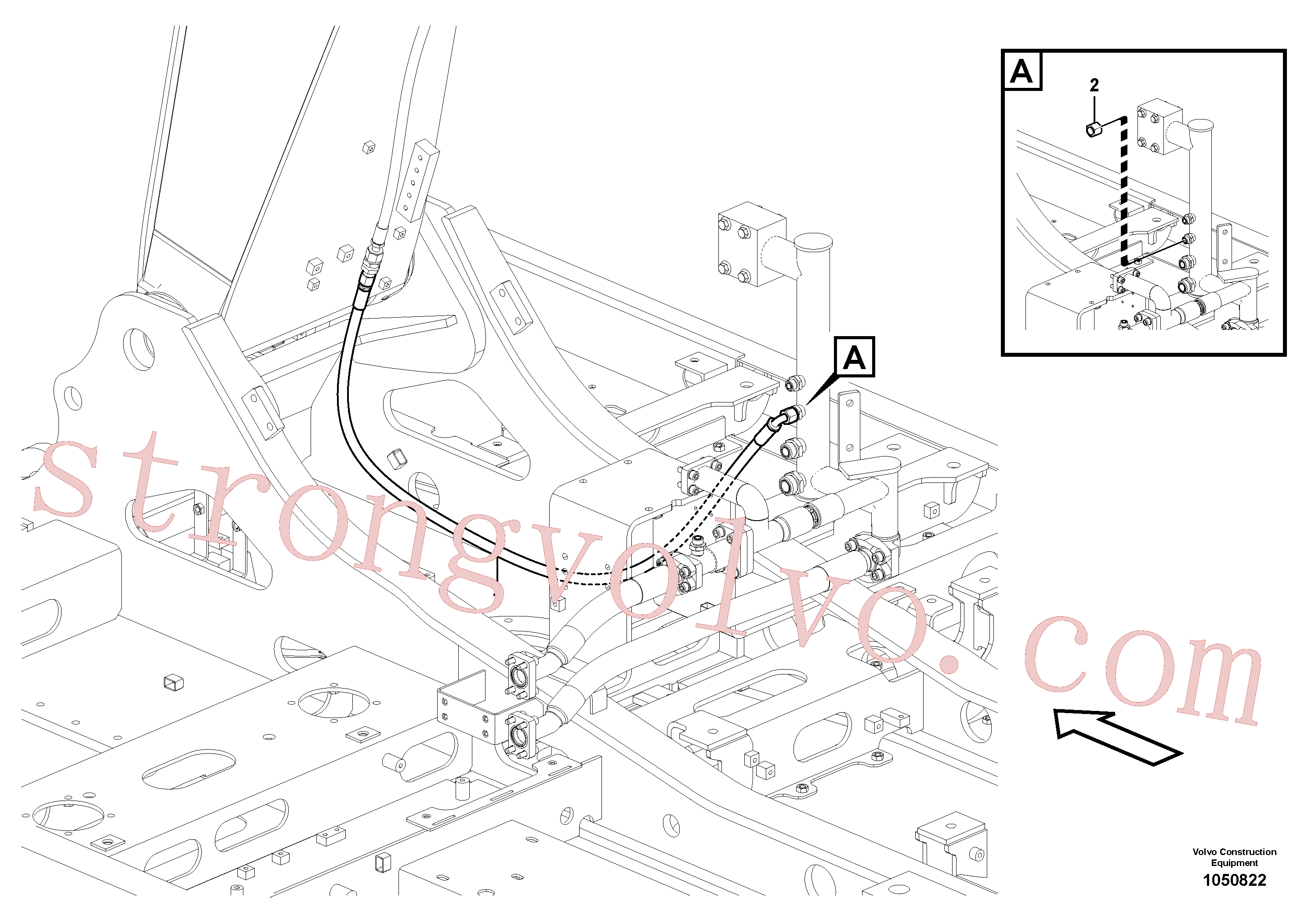 VOE936735 Volvo Hidráulica de serviço, fuga de óleo na estrutura superior(1050822 Montagem)