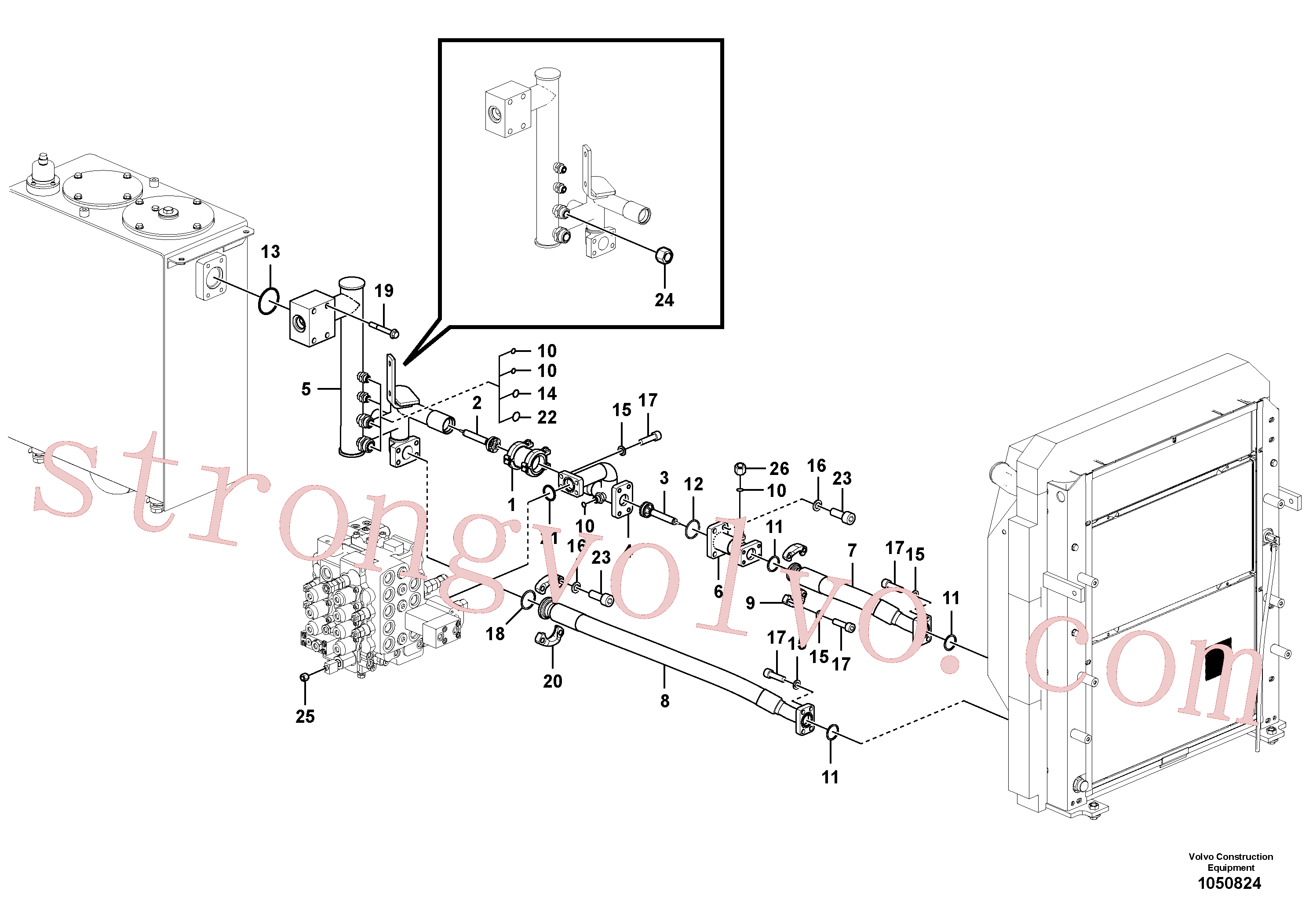 VOE14567526 Volvo Sistema hidráulico, tanque hidráulico para o refrigerador de óleo hidráulico(1050824 Montagem)