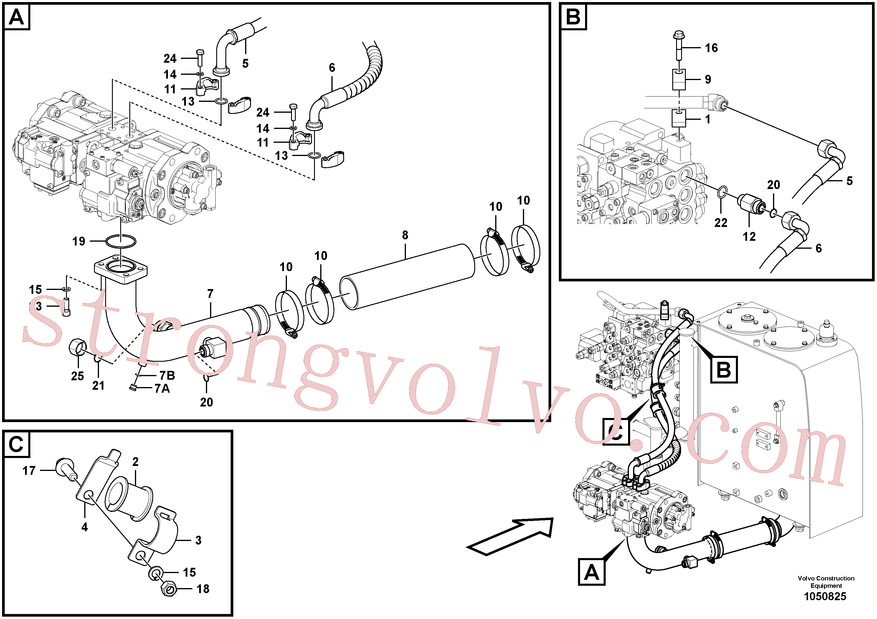 VOE14531080 Volvo Sistema hidráulico, tanque hidráulico para a bomba hidráulica(1050825 Montagem)
