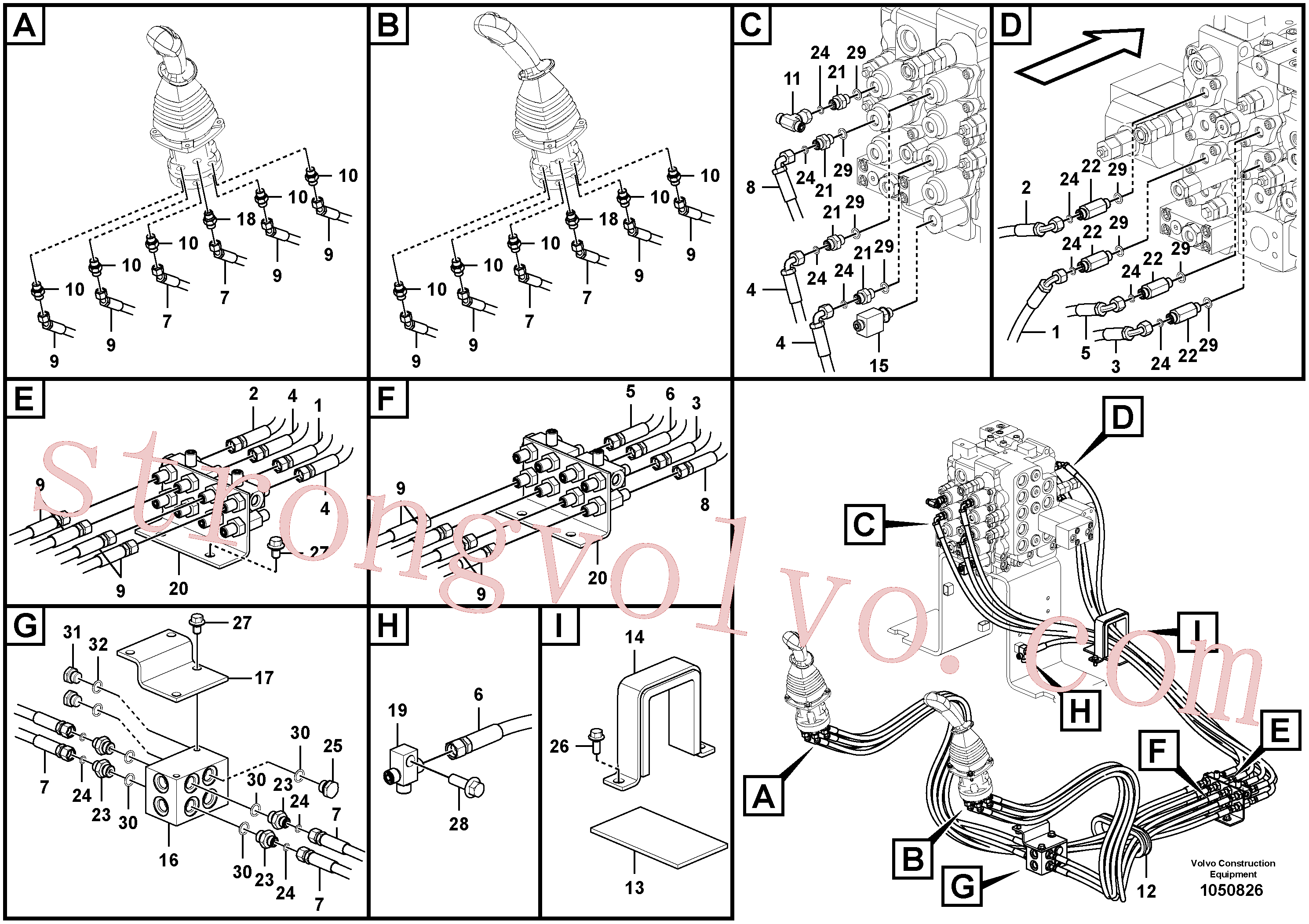 VOE937112 Volvo Sistema servomotor, válvula de comando para válvula de comando à distância(1050826 Montagem)