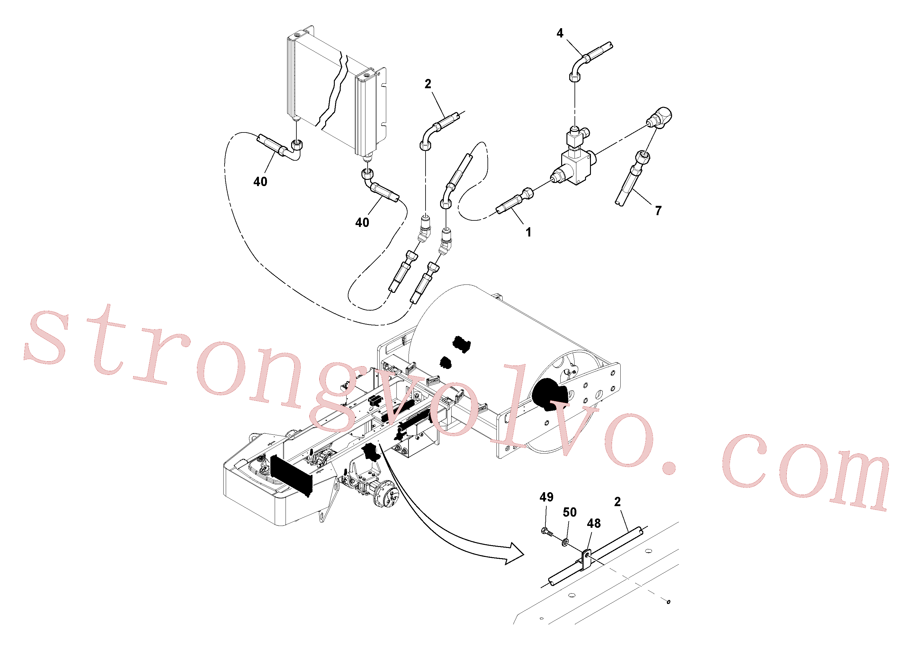 RM13204565 Volvo Instalação das mangueiras do quadro traseiro(1051265 Montagem)