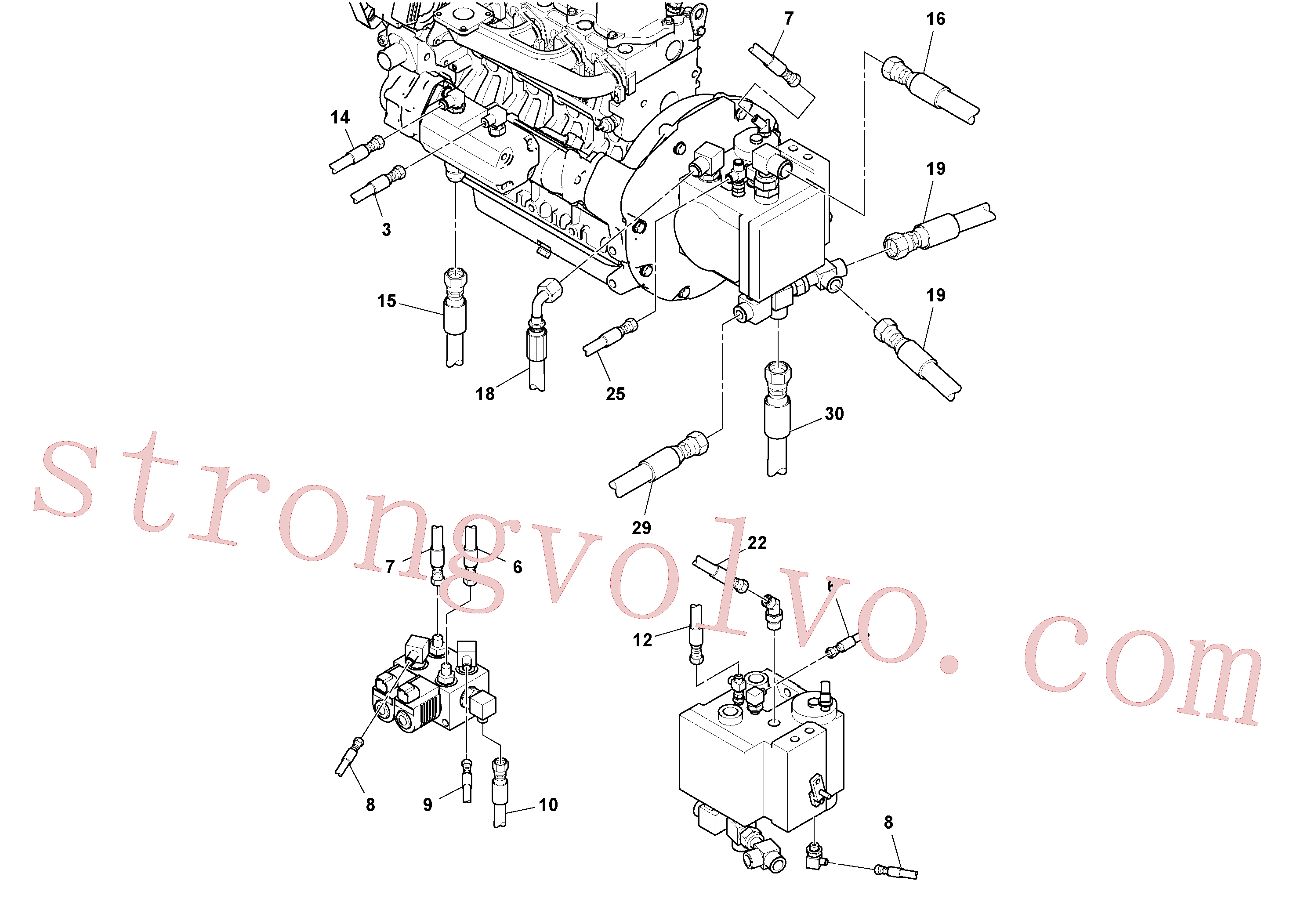 RM59726463 Volvo Instalação das mangueiras do quadro traseiro(1051405 Montagem)