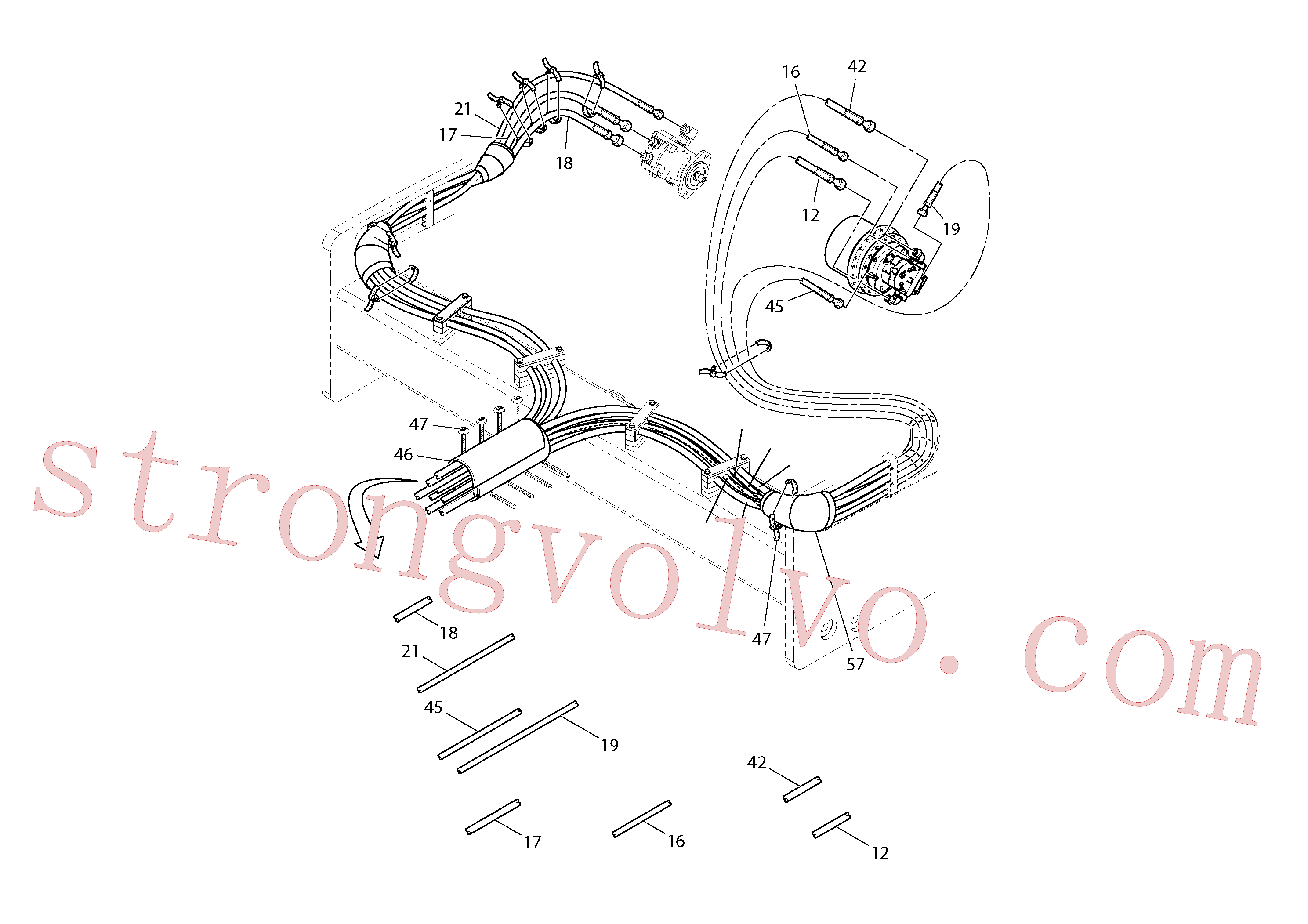 RM95424586 Volvo Instalação das mangueiras do quadro traseiro(1051519 Montagem)