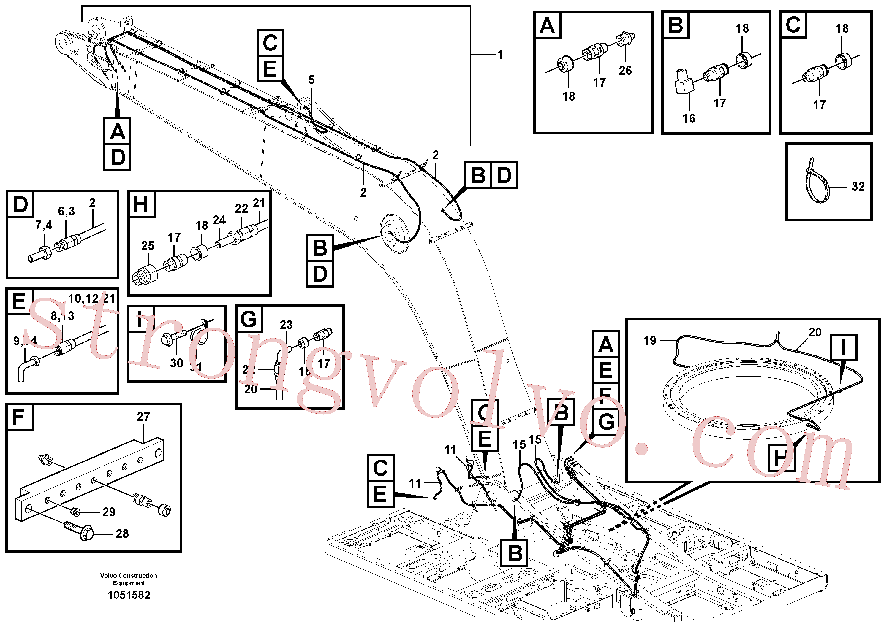 VOE14388454 Volvo Tubagem e lubrificação com massa da lança(1051582 Montagem)