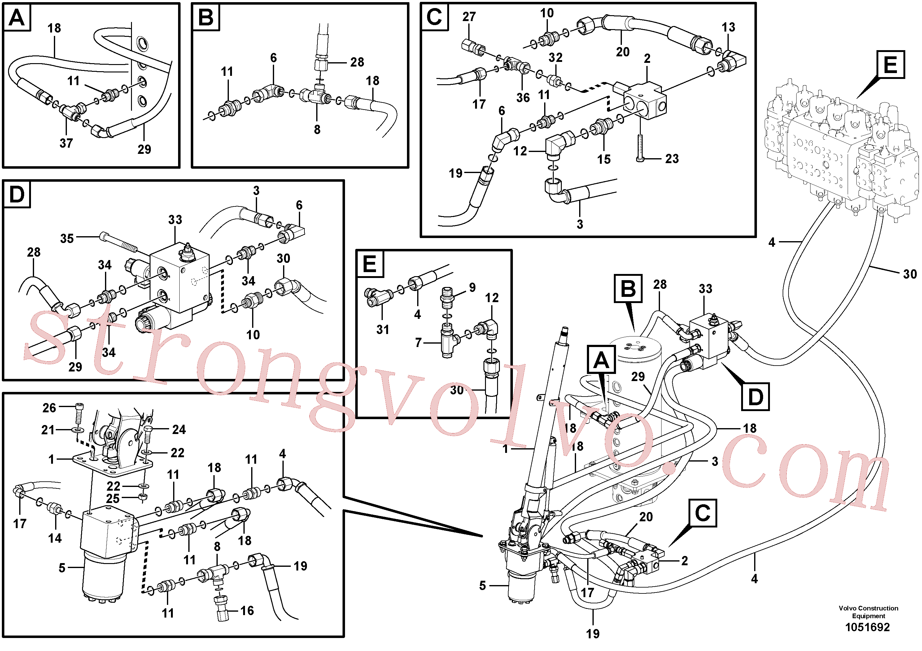 VOE937751 Volvo Sistema hidráulico, linha da direcção CDC(1051692 Montagem)