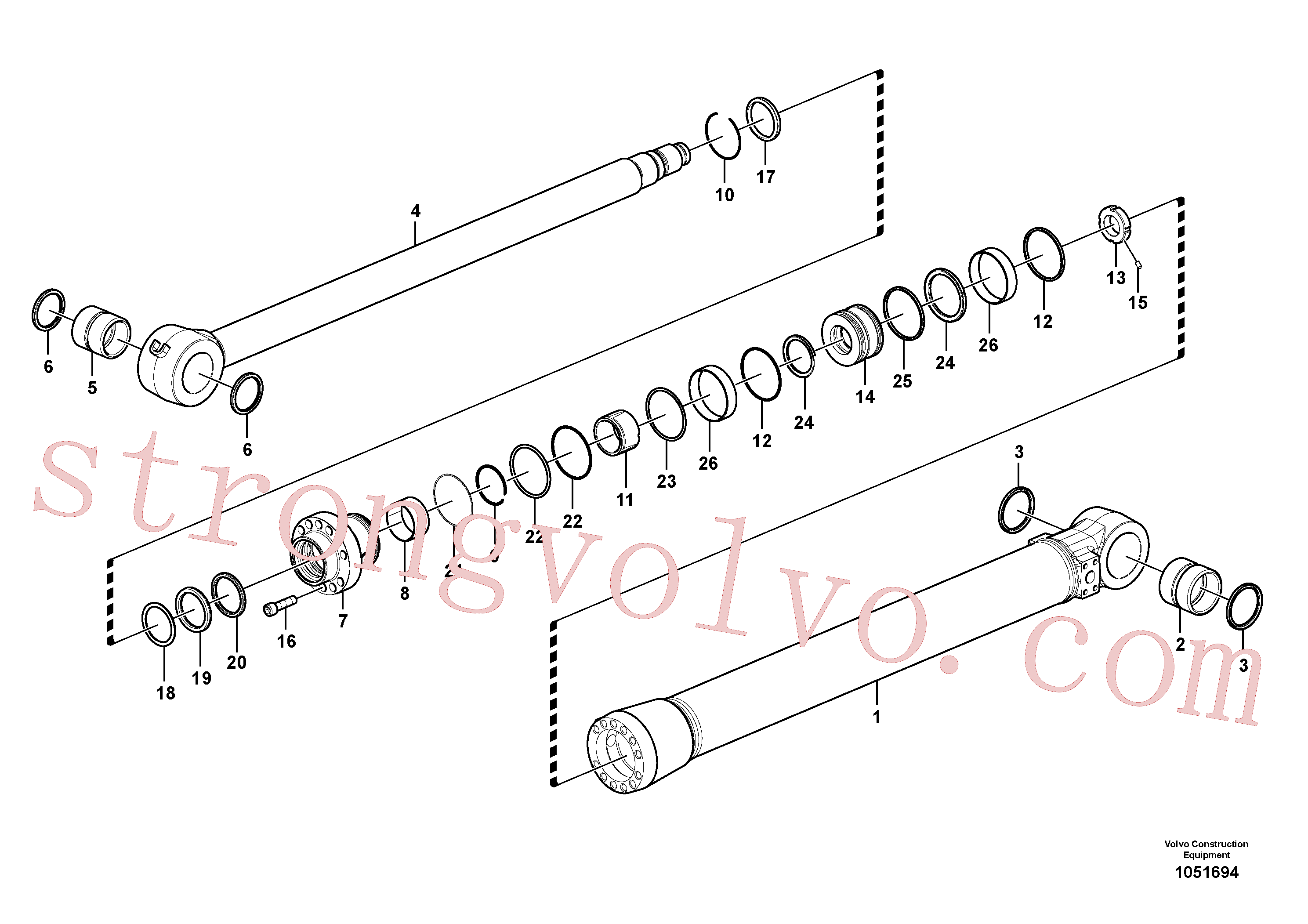 VOE14517943 Volvo Cilindro de balde(1051694 Montagem)