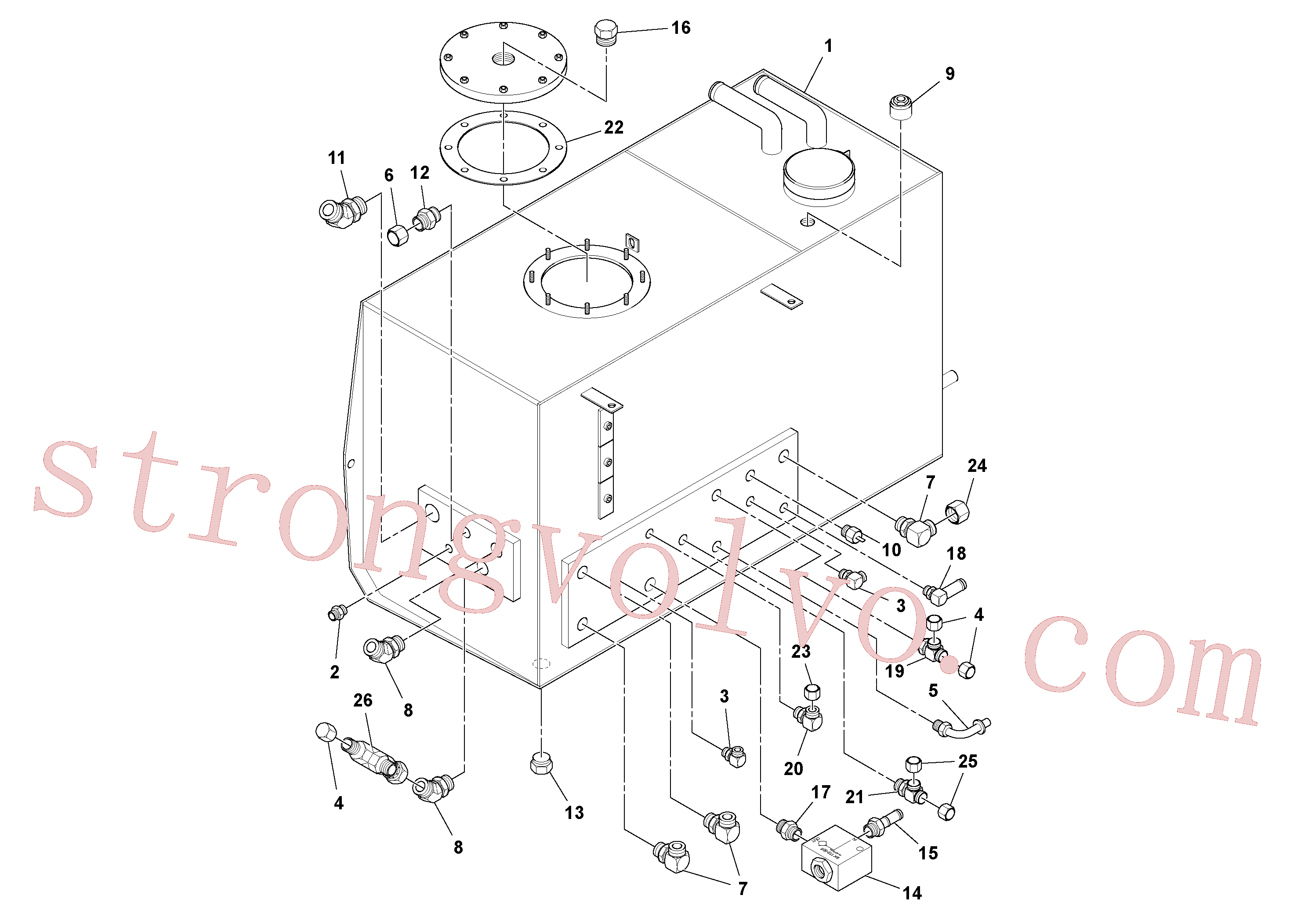 RM59918532 Volvo Conjunto de depósito hidráulico(1052073 Montagem)
