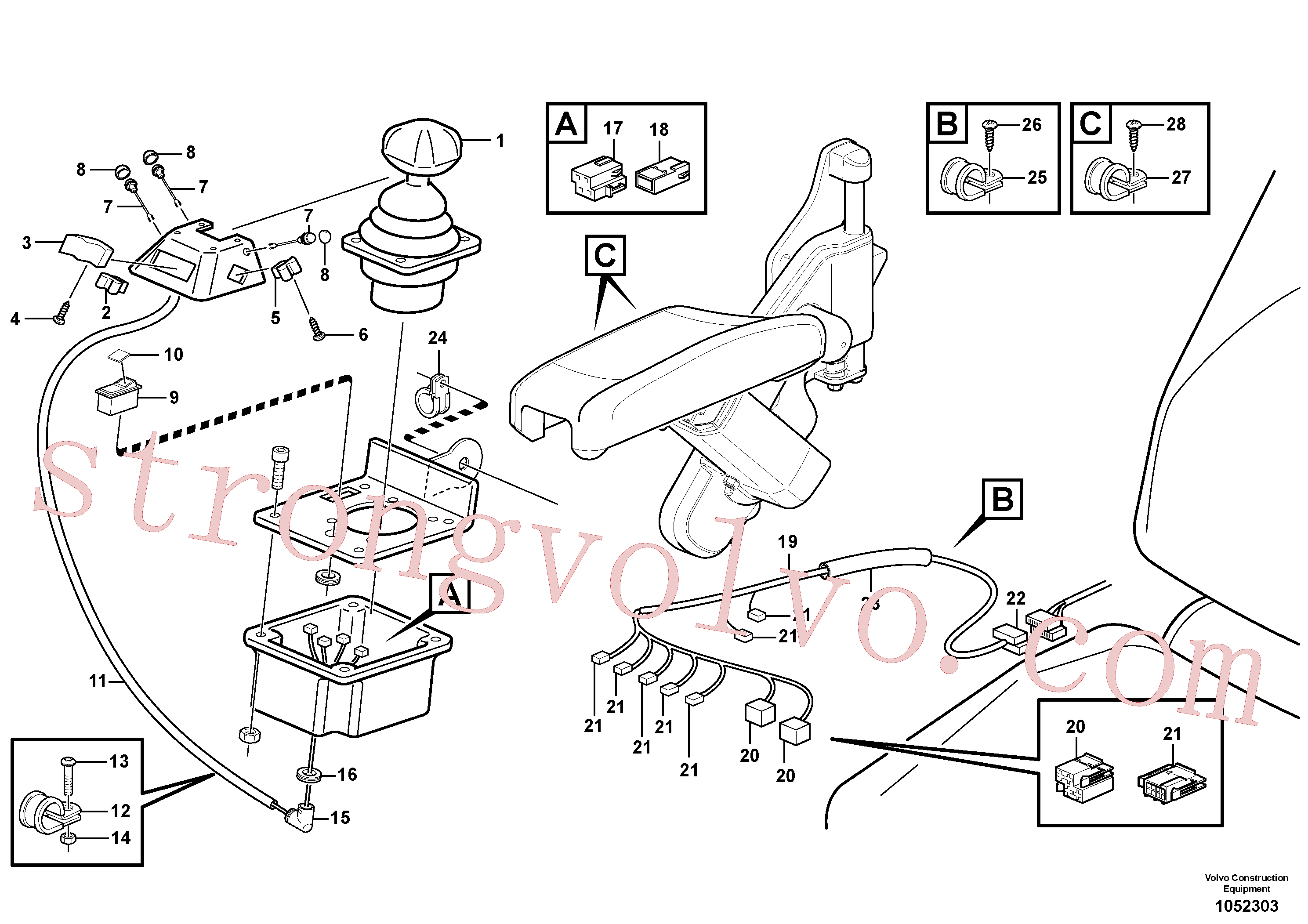 VOE11998213 Volvo Cablagem, apoio de braço(1052303 Montagem)