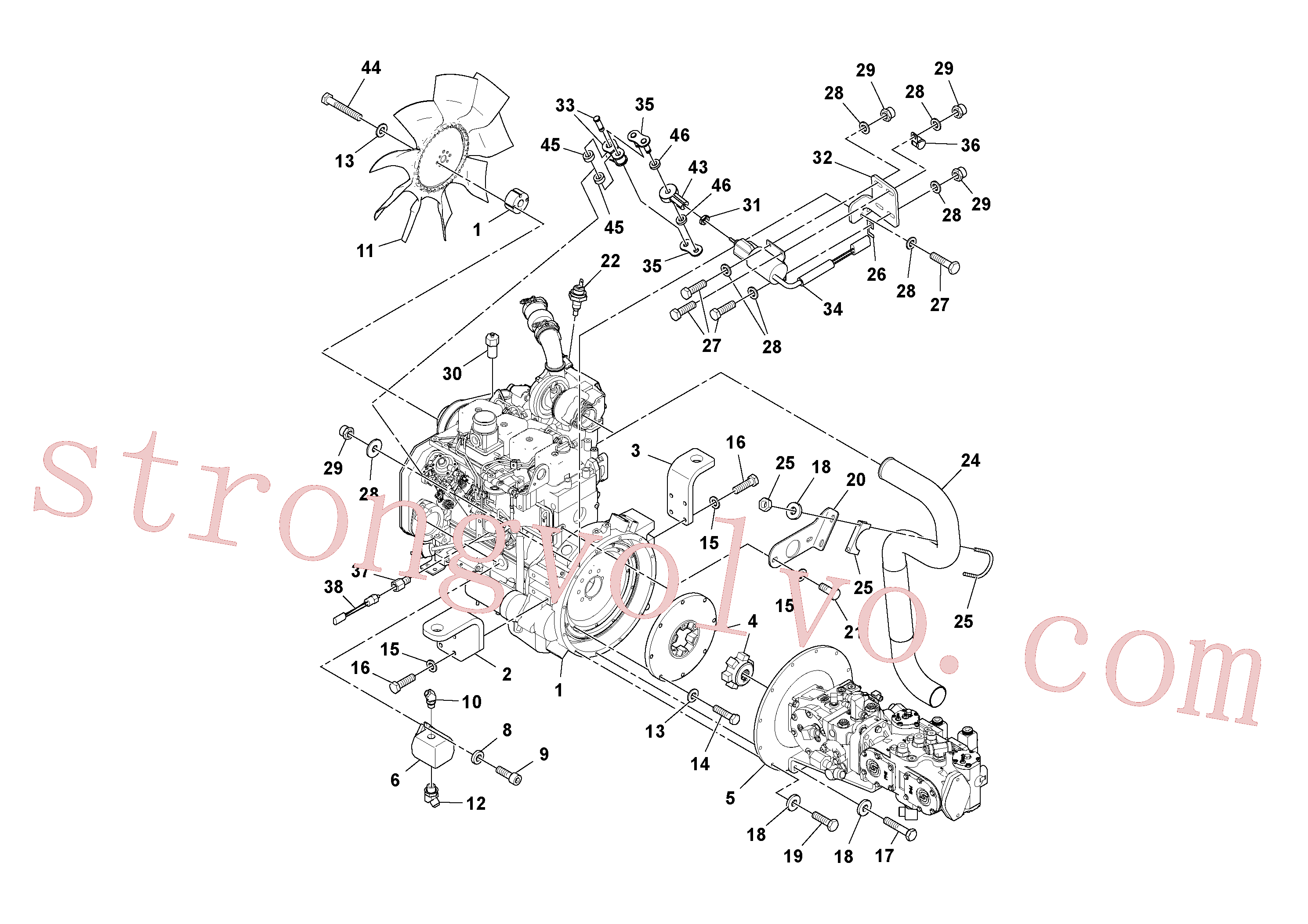 Atacado RM20922365 Porca, Porca sextavada Volvo escavadeira